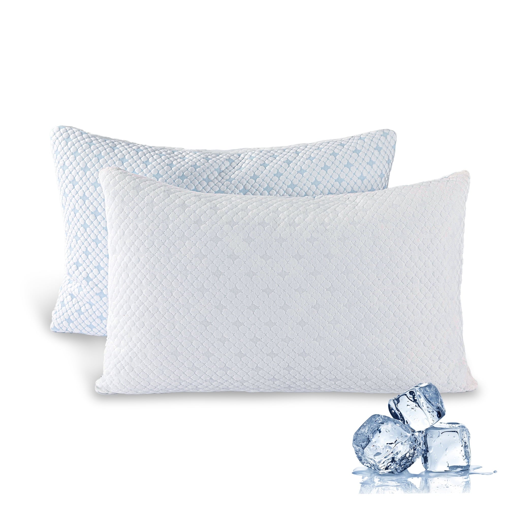 2-Pack Adjustable Cooling Bed Pillows, Shredded Memory Foam Pillows Set of 2, Standard Queen, Dual Sides