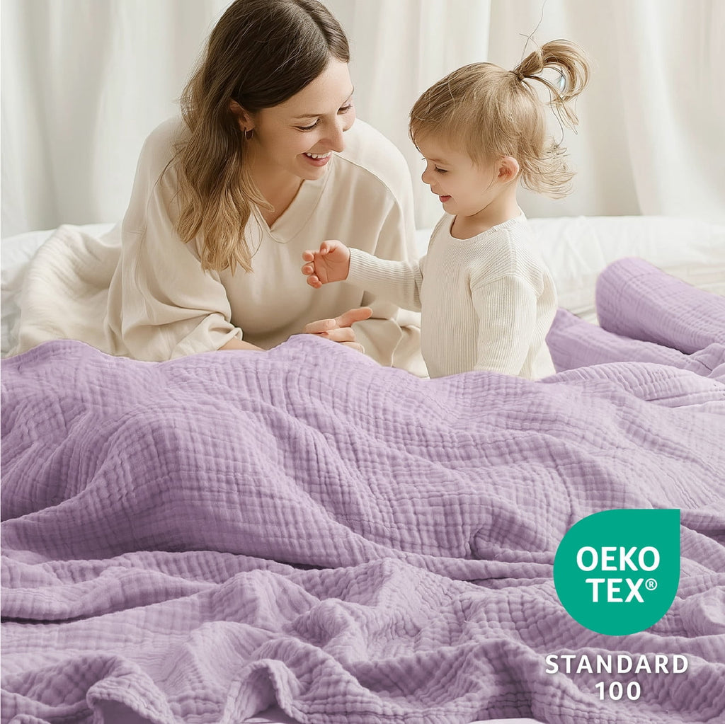 100% Cotton Muslin Blanket Large 50" x 70", 6 Layers Lightweight and Breathable Throw Blankets for Couch, Soft Coolin...