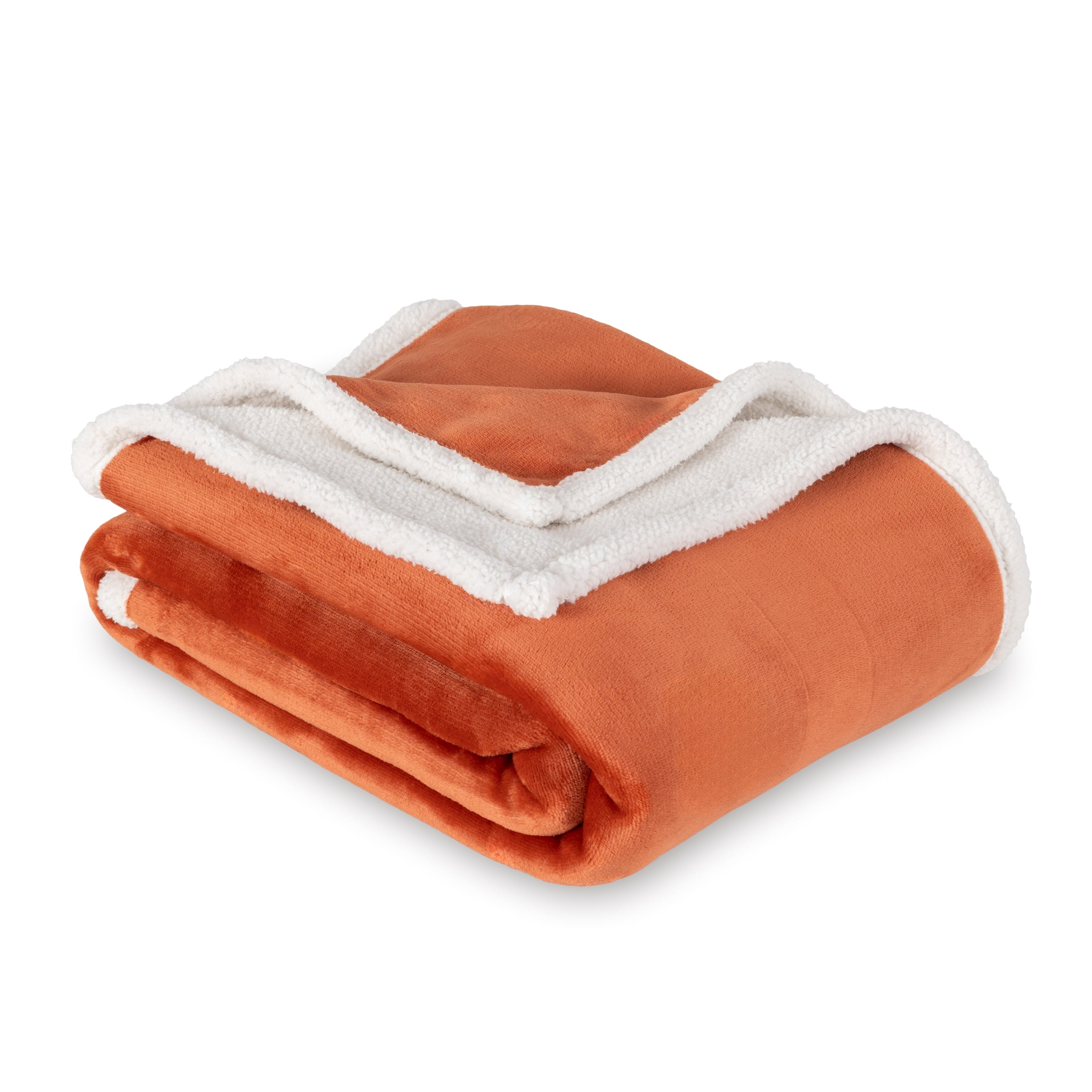 Reversible Printed Velvet Plush and Hampshire Faux Shearling Soft Throw Blanket, Standard Size, Auburn Sun