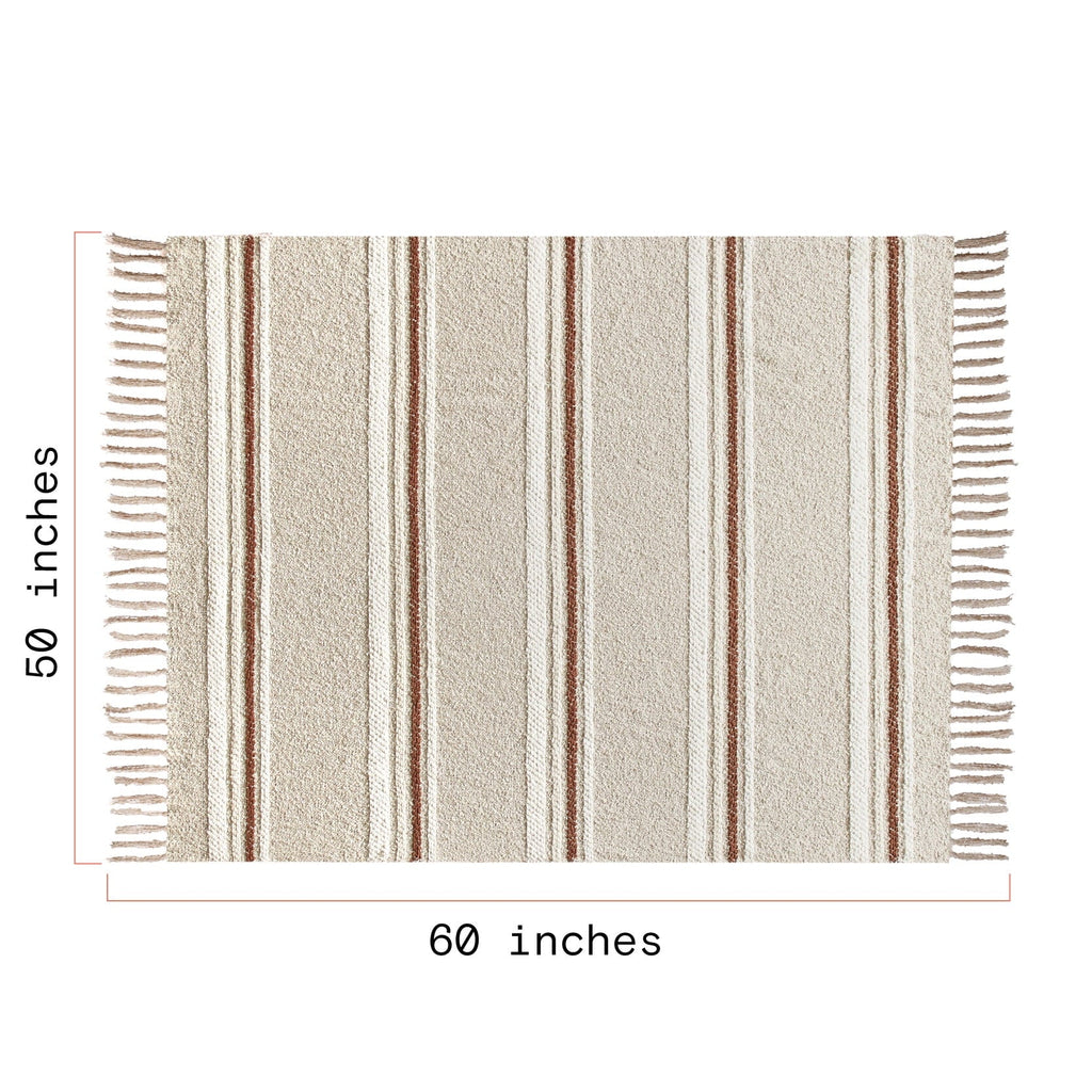 60" x 50" Cozy Striped Porcini Chenille Throw