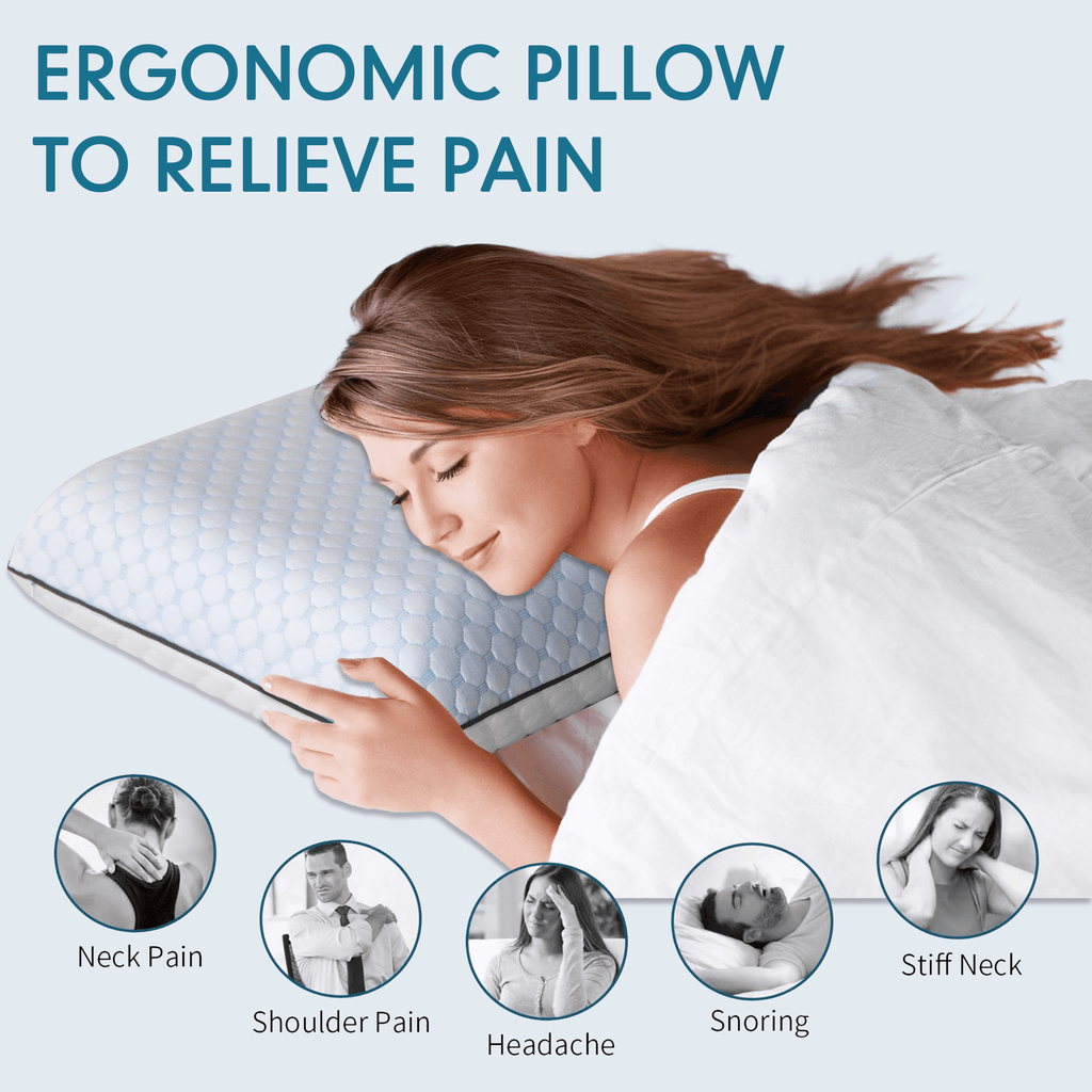 Gel Memory Foam Pillow, Queen Size Bed Pillow, Washable Cover, Cooling, Breathable Neck Pillow for Sleeping