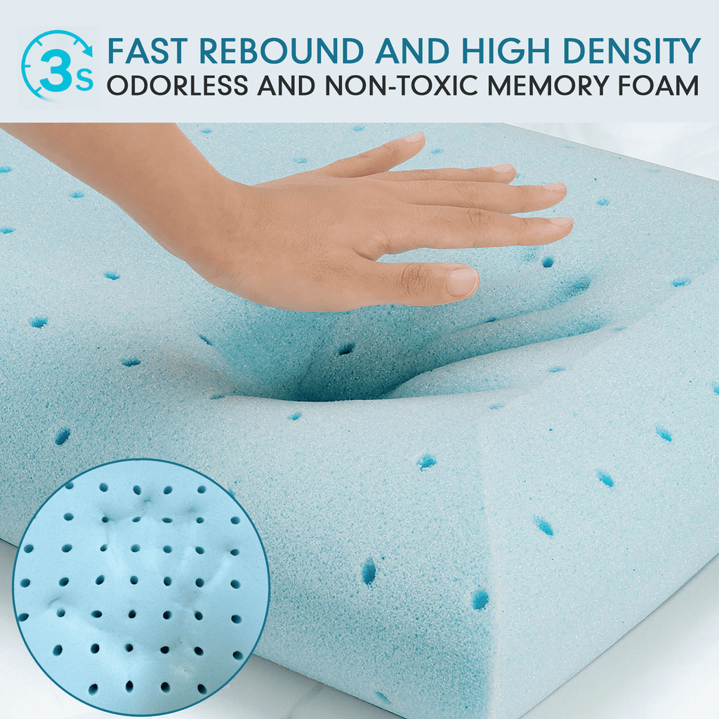 Gel Memory Foam Pillow, Queen Size Bed Pillow, Washable Cover, Cooling, Breathable Neck Pillow for Sleeping