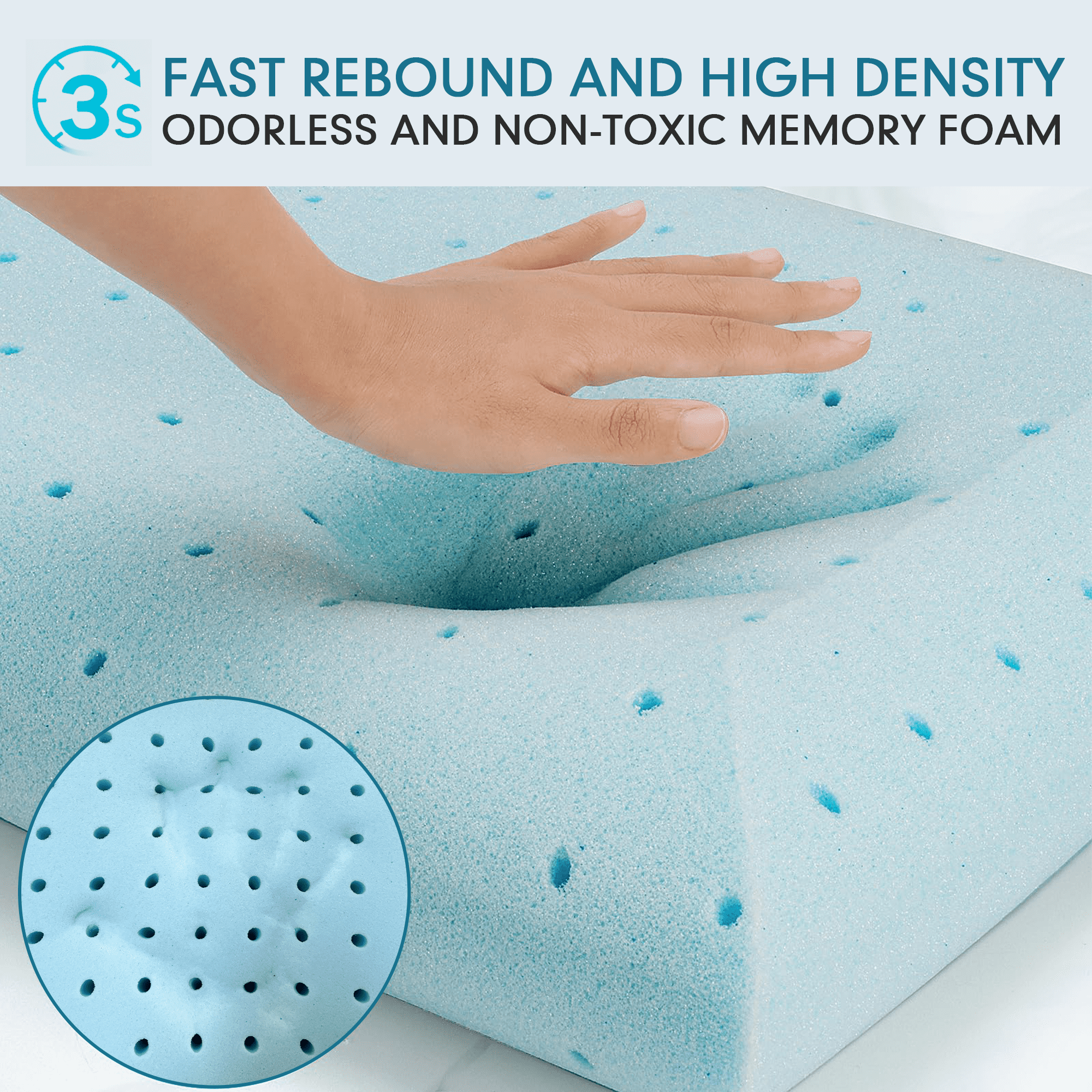 Gel Memory Foam Pillow, Queen Size Bed Pillow, Washable Cover, Cooling, Breathable Neck Pillow for Sleeping