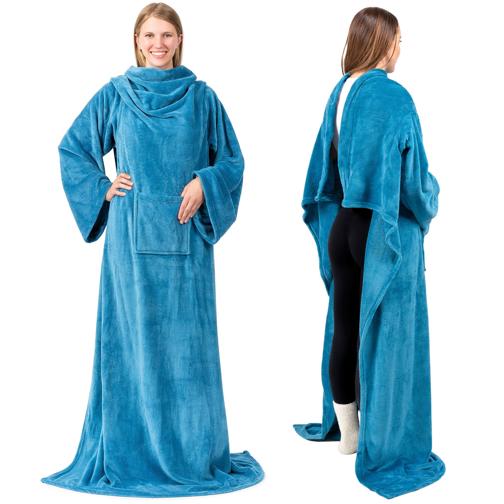 Wearable Blanket with Sleeves for Adult Women Men, Cozy Fleece Warm Wrap Throw Blanket with Arms, Pocket, Gifts for C...