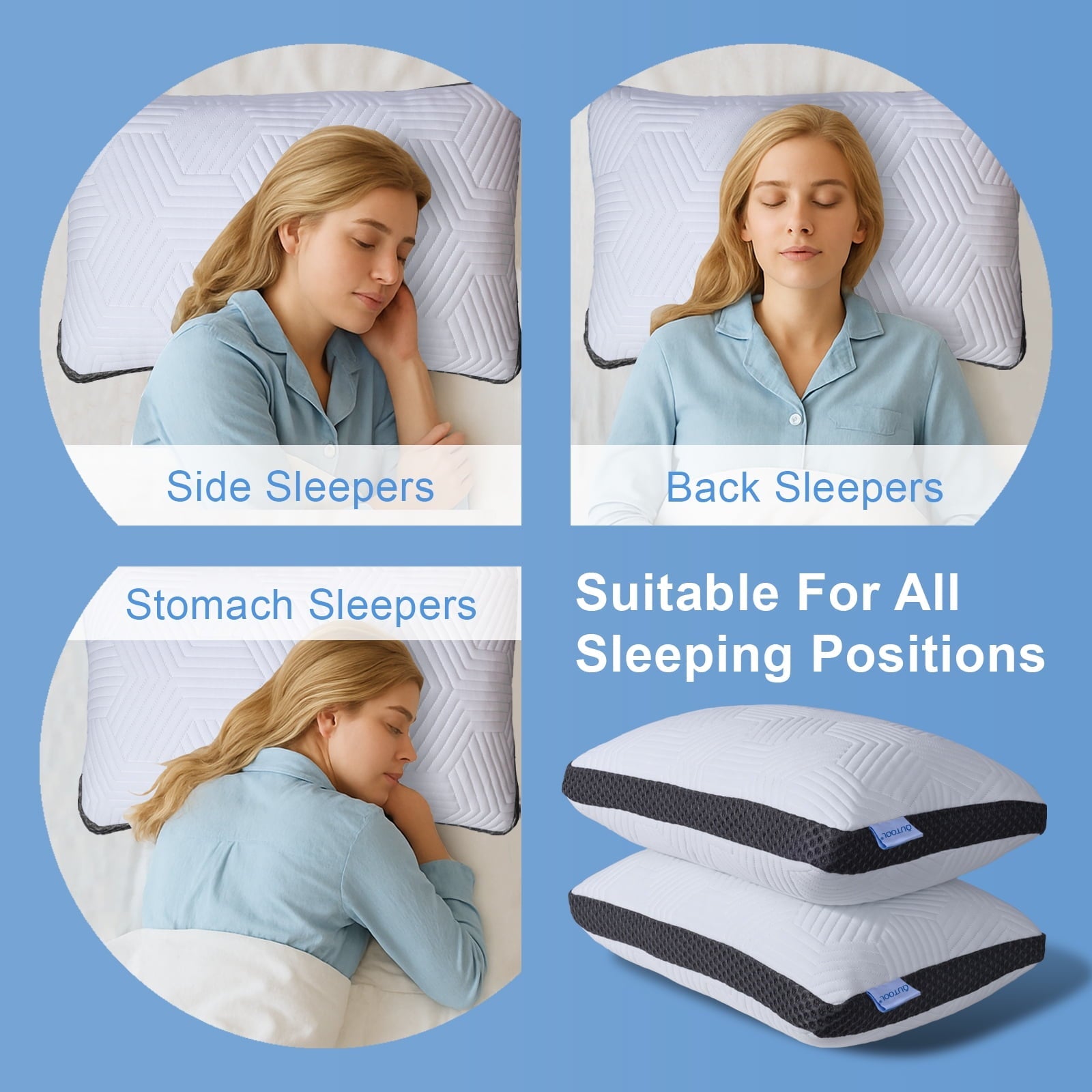 Soft Bed Pillow, Shredded Memory Foam Pillow, Comfortable Sleeping Pillow, Standard Size, Affordable Everyday Use