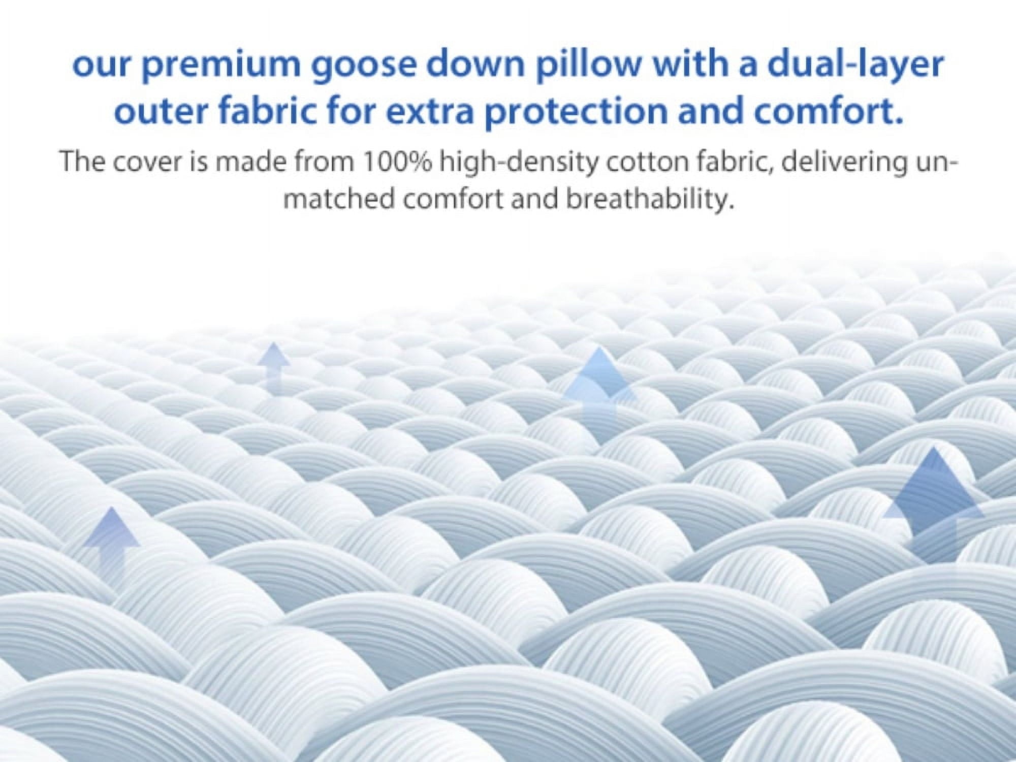 Goose Feather and Down Pillows Queen Size Set of 2 Luxury Hotel Bed Pillows with Cotton Cover