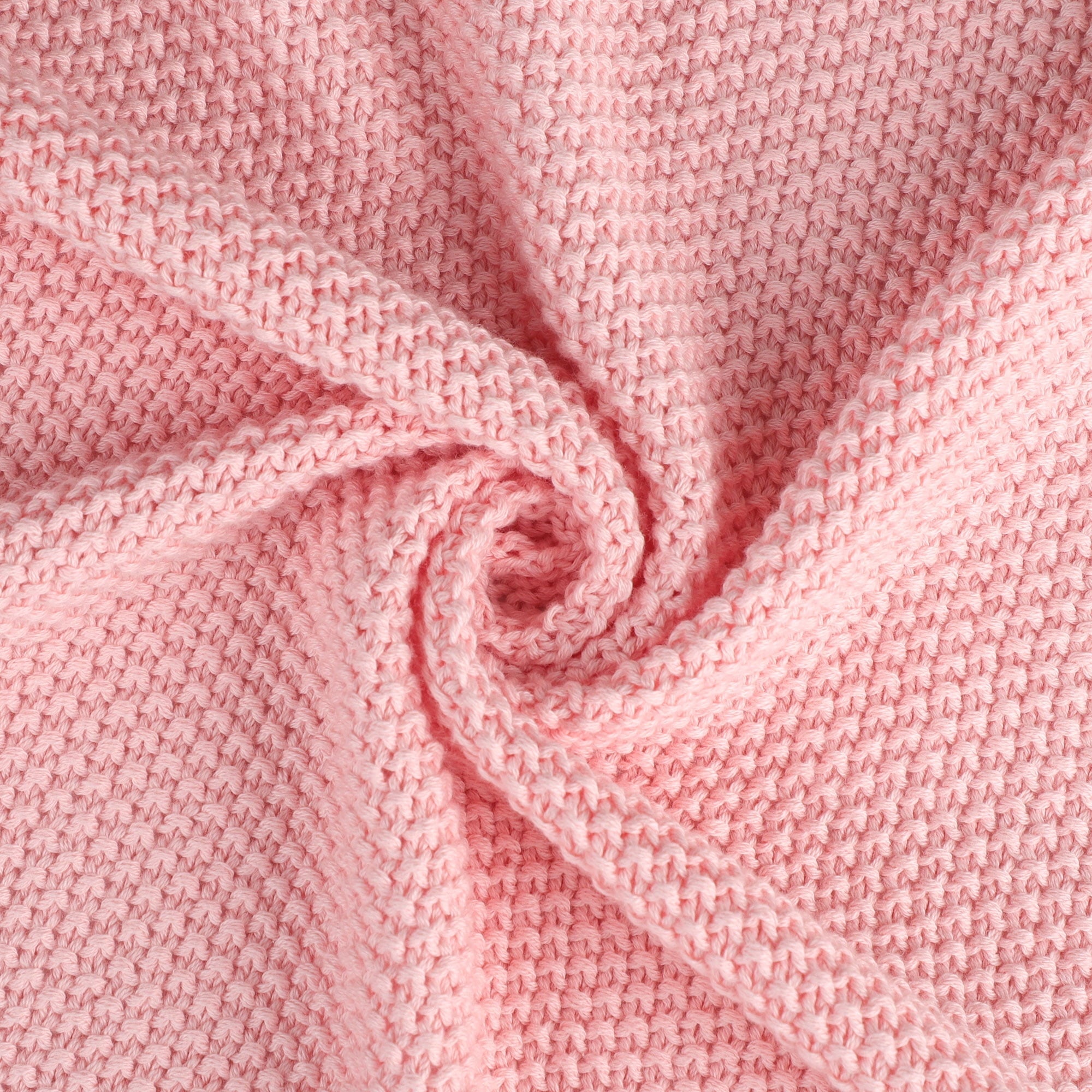 Pure Cotton Soft Cable Knit Throw Blanket Pink 50" x 70"