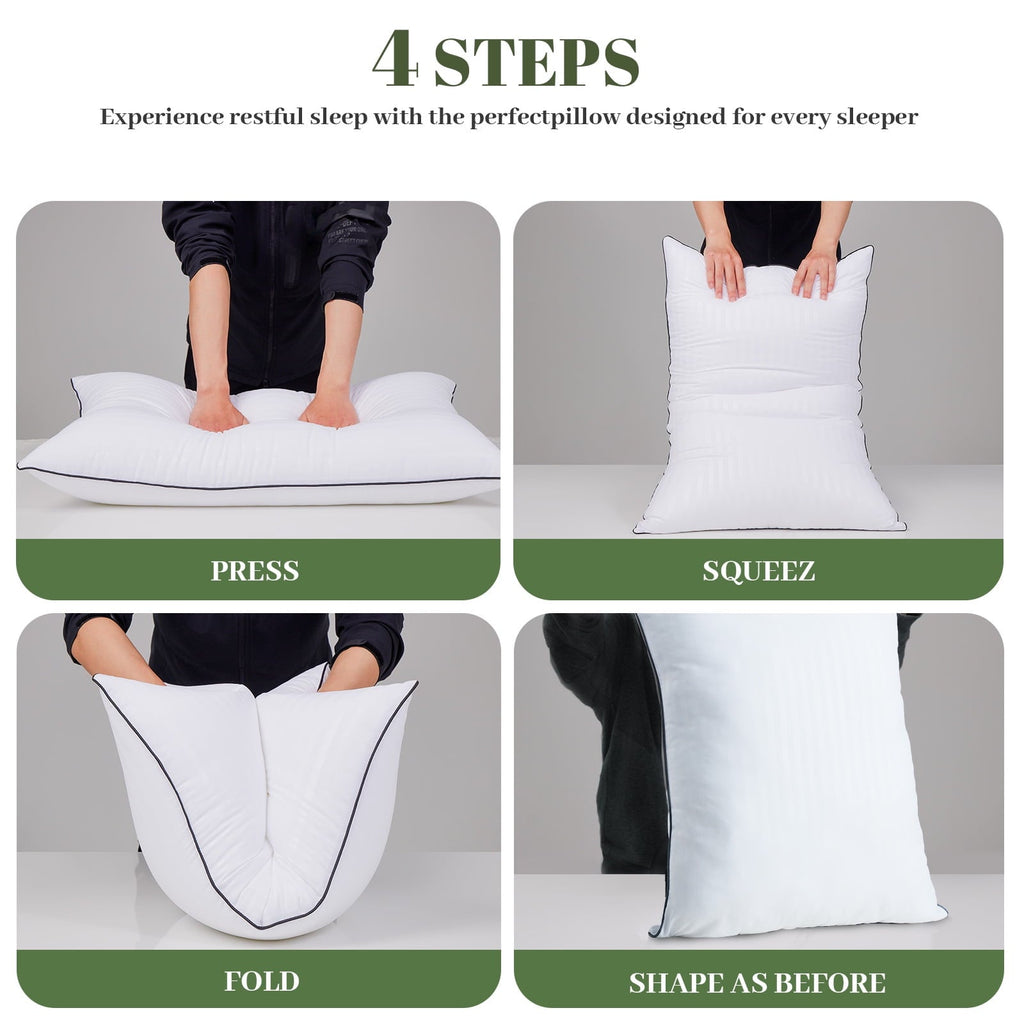 Pillows Standard Size Set of 2, Hotel Quality, Down Alternative Gusseted Bed Pillows for Side, Back, And Stomach Slee...