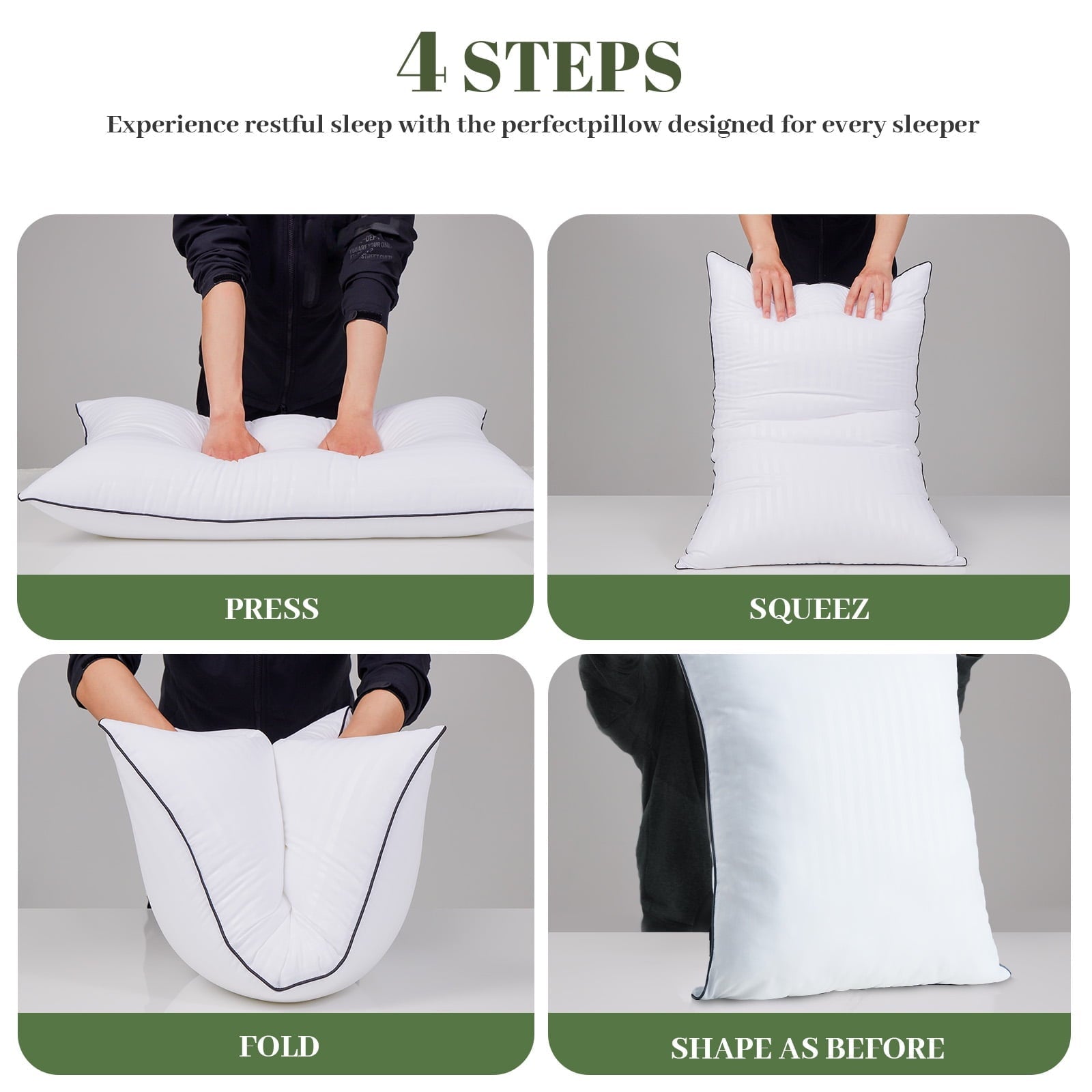 Pillows Standard Size Set of 2, Hotel Quality, Down Alternative Gusseted Bed Pillows for Side, Back, And Stomach Slee...
