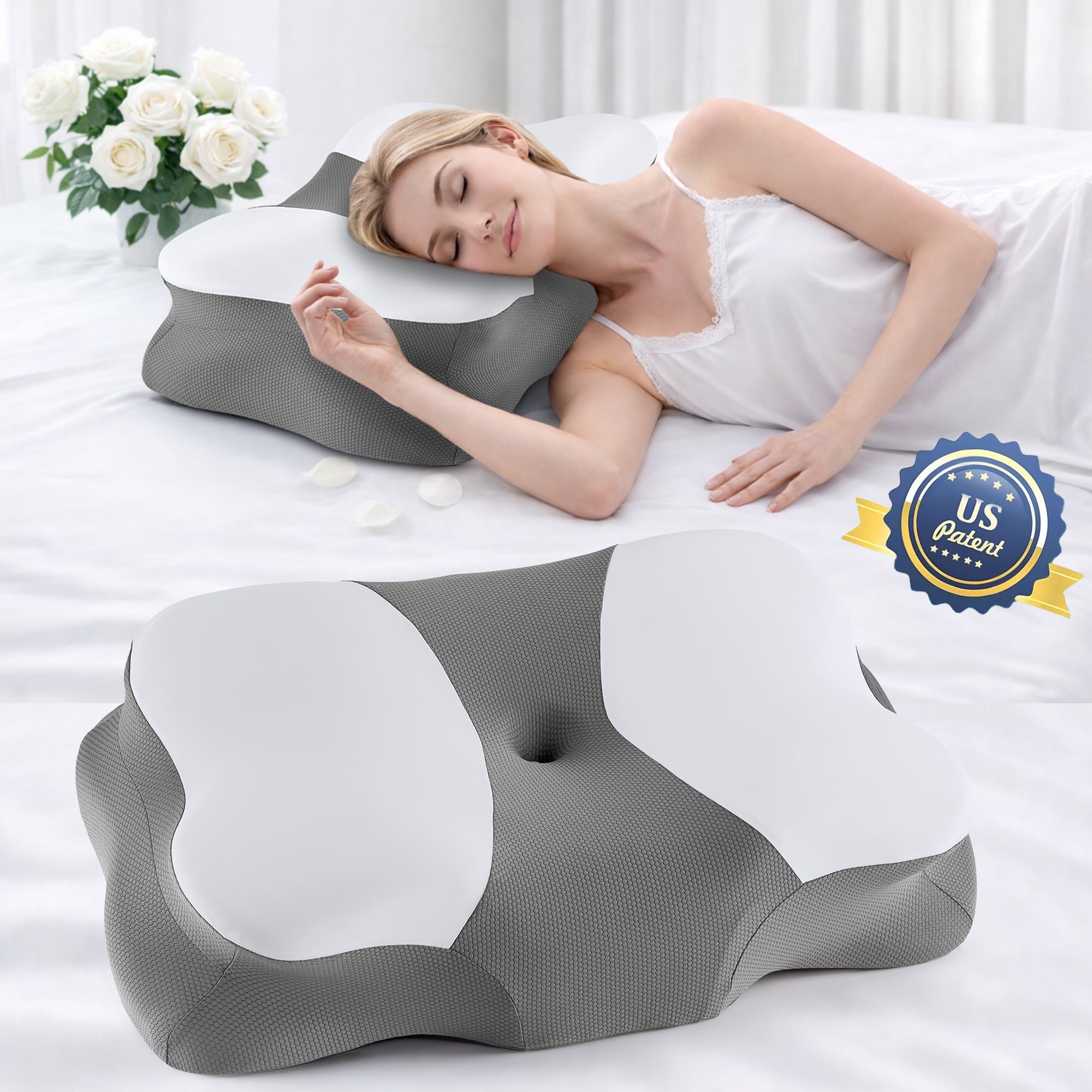 Memory Foam Cervical Pillow for Sleeping Support - Orthopedic Bed Pillow for Neck, Shoulder Pain Relief, Adults, Side...