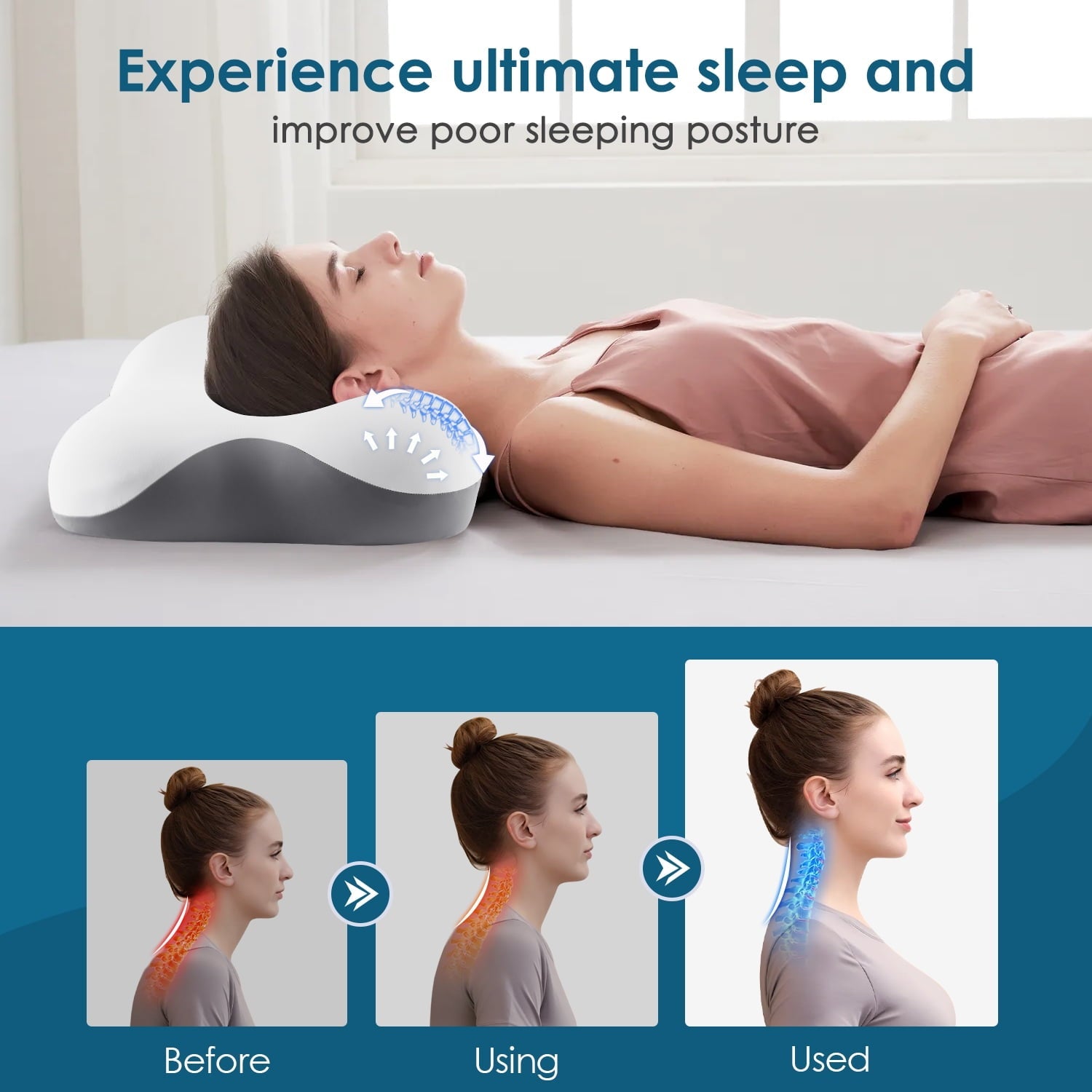 Memory Foam Bed Pillow for Pain Relief,Ergonomic Memory Foam Pillows for Sleeping for Side Back Stomach&Sleepers with...