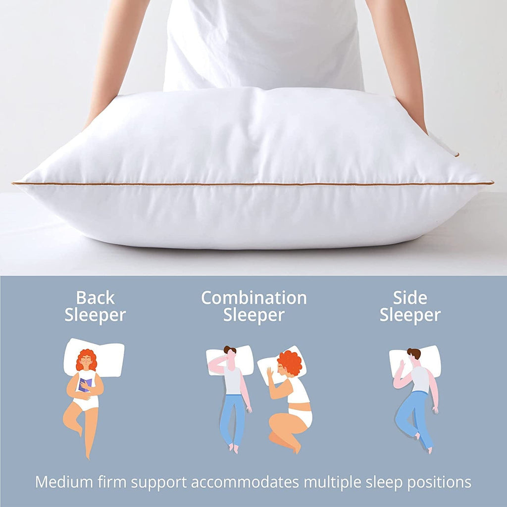 Down Feather Pillows for Bed 20 x 30 Inches Queen Size Set of 2, Medium Firm Luxury Cooling Hotel Collection Feather ...
