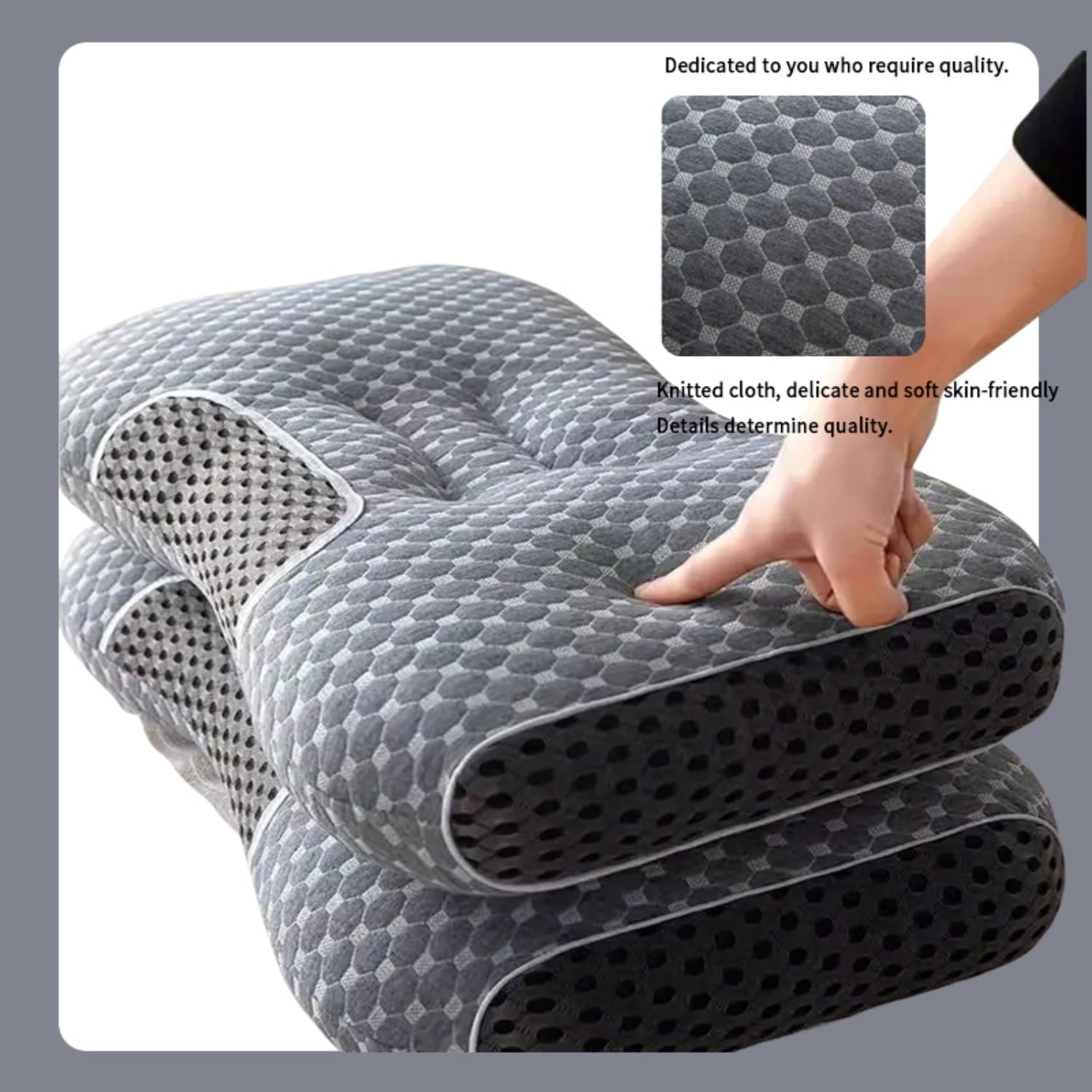 2-Piece Set - 24"x15" Gray Bed for Back, Side, Stomach Sleepers