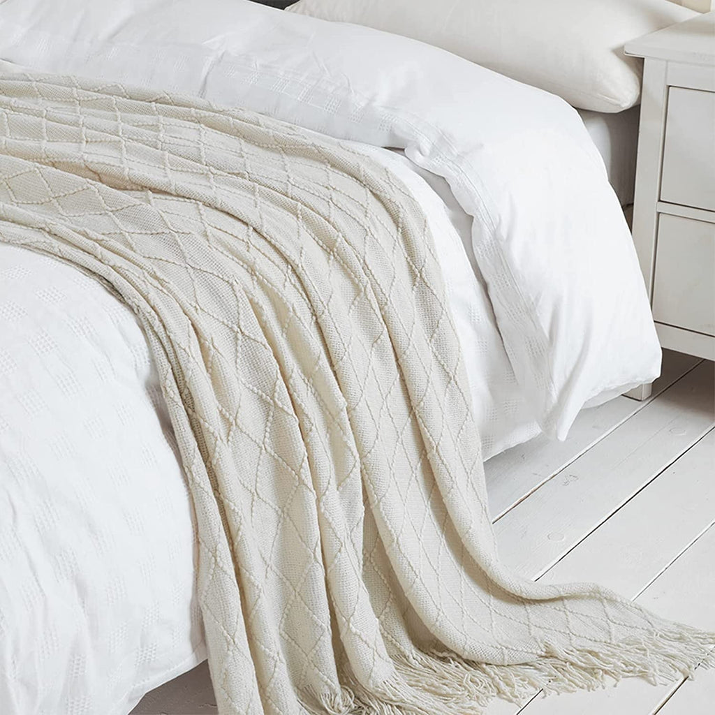 Rhombus Beige Throw Blanket, Soft and Lightweight, 50"x 60"