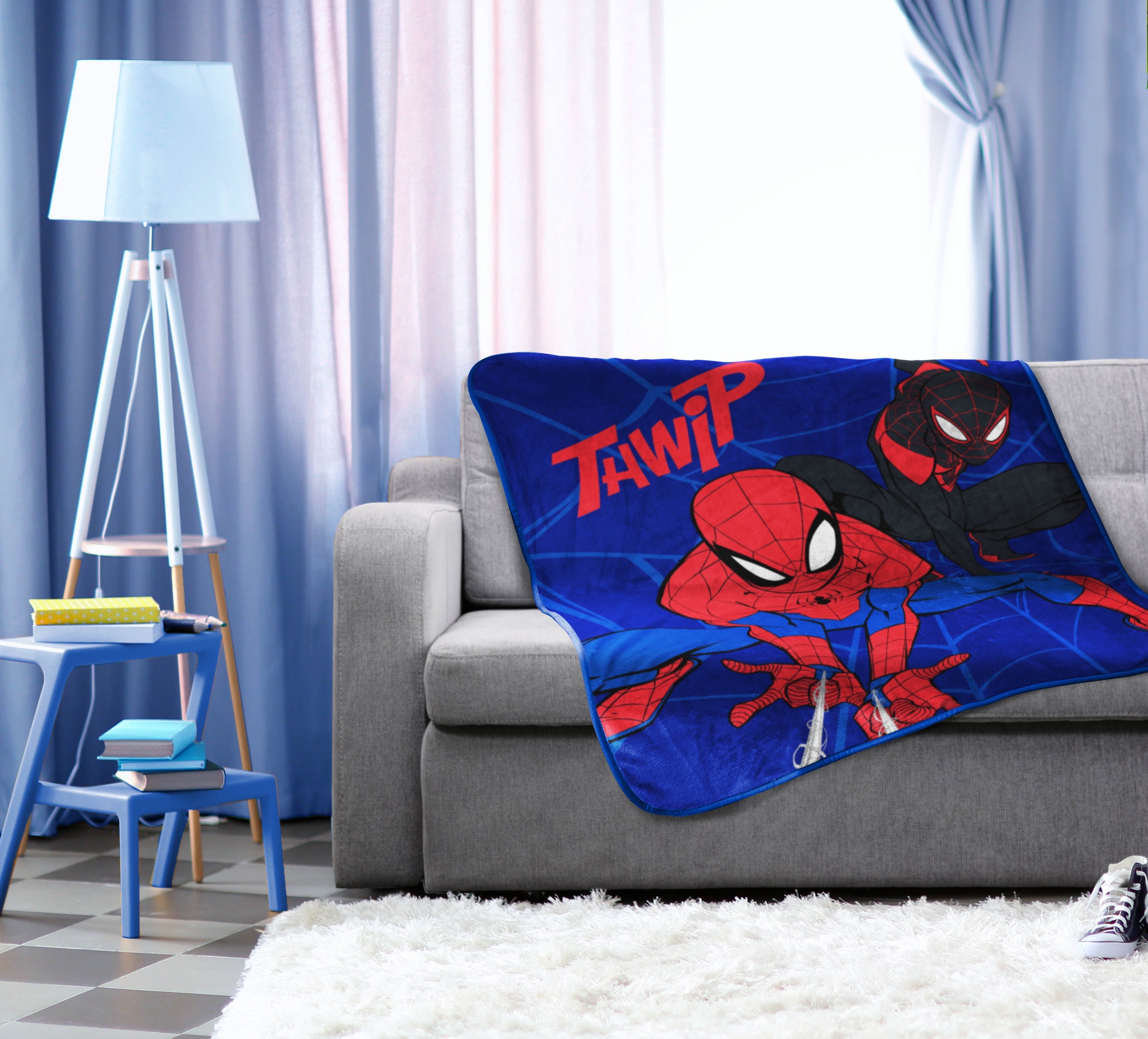Kids Throw Blanket, 46 x 60, Microfiber, Blue, Marvel