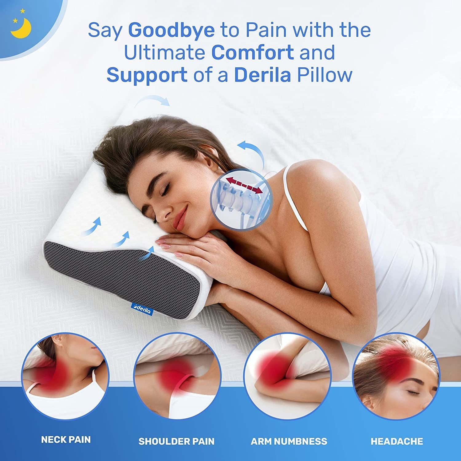 | Cervical Memory Foam Bed Pillow Standard | Neck, Shoulder Pain Relief | Improves Sleeping