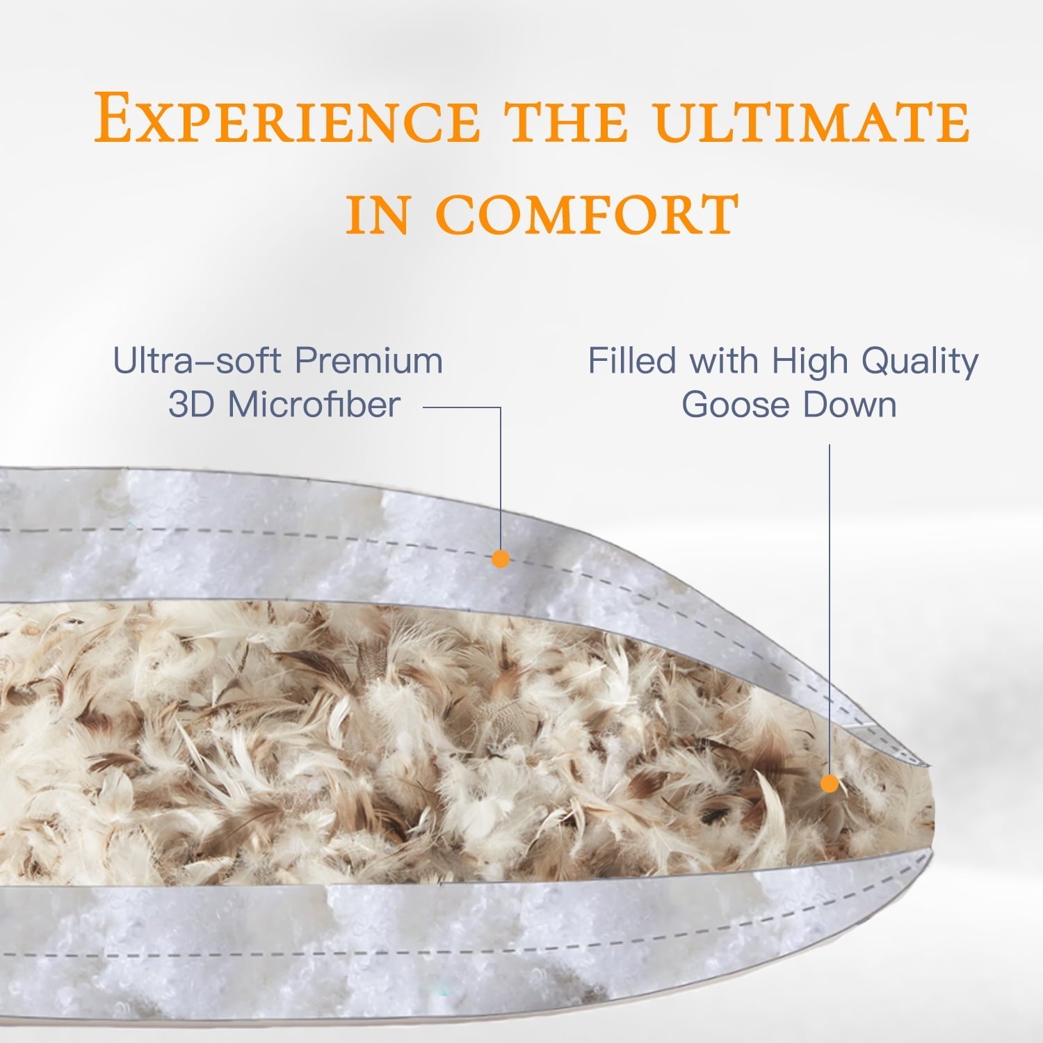 Goose Down Feather Pillows Queen Size Set of 2, Luxury Soft Hotel Quality pillows for Sleeping, Organic Cotton Cover ...