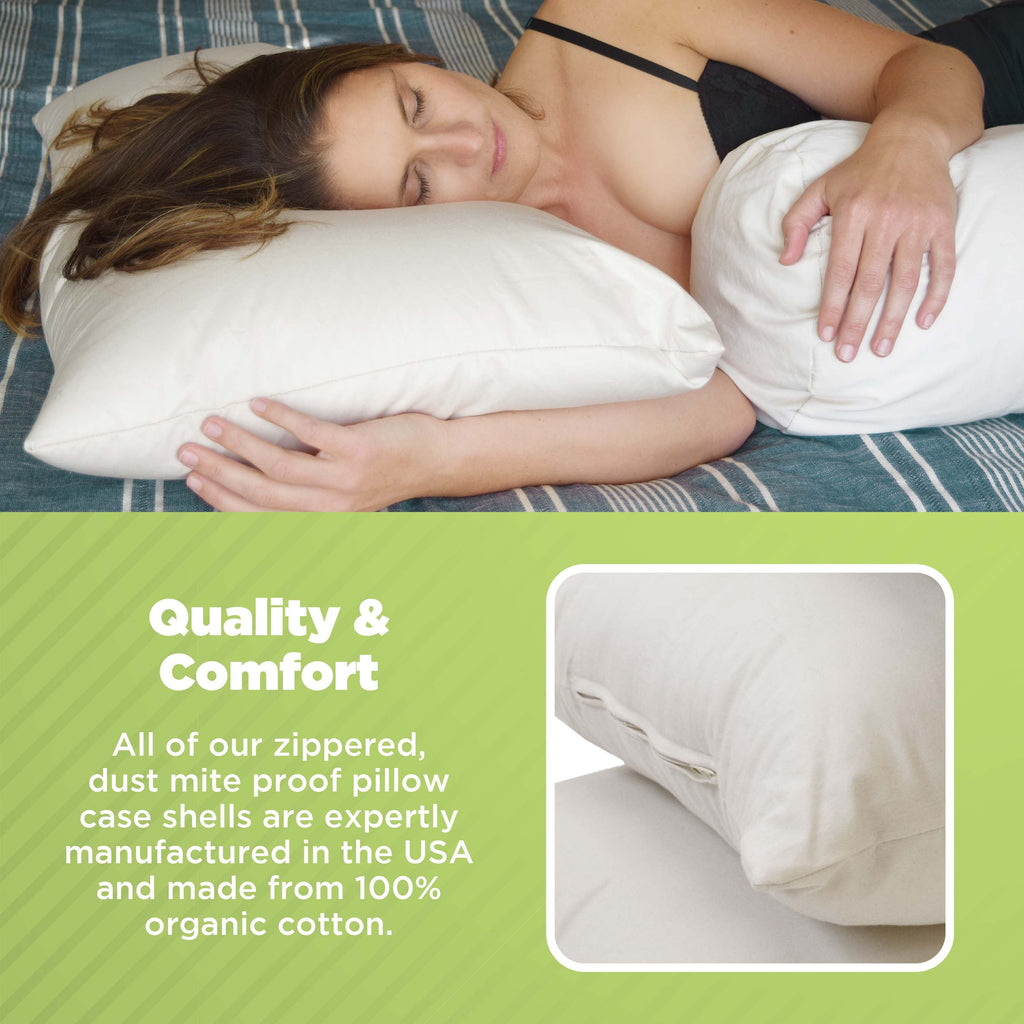 Kapok 20x26" Standard Bed Pillow – Organic Cotton Fabric Soft Sleeping Pillow - Made in USA