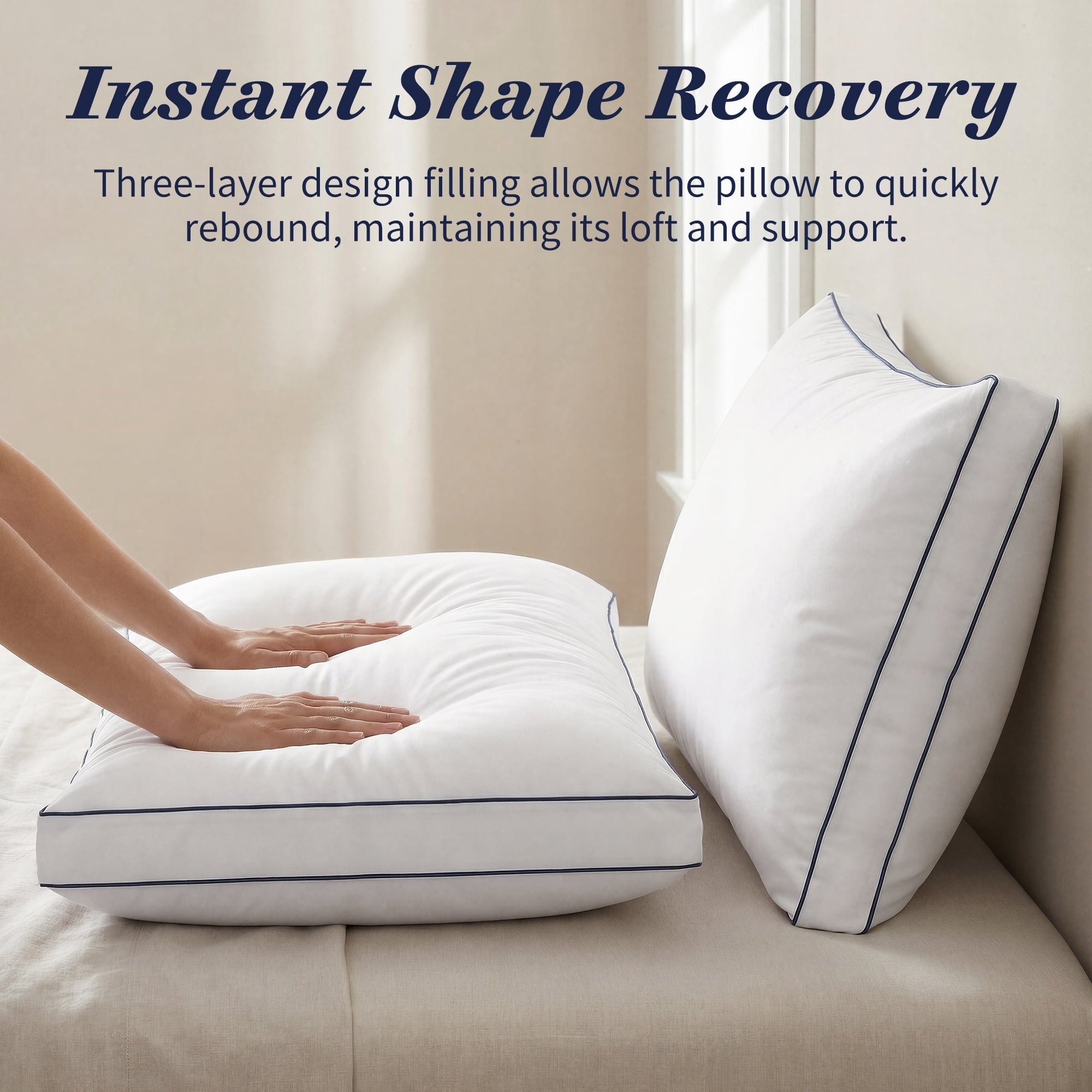 for Queen Size 2 Pack, Duck Feather and Shredded Memory Foam Soft Luxury Hotel Collection