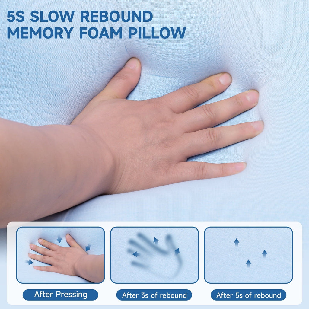 Memory Foam Pillow for Bed, Firm Cooling Pillow with Washable Cover, Supportive Bed Pillow for Side,Stomach and Back ...