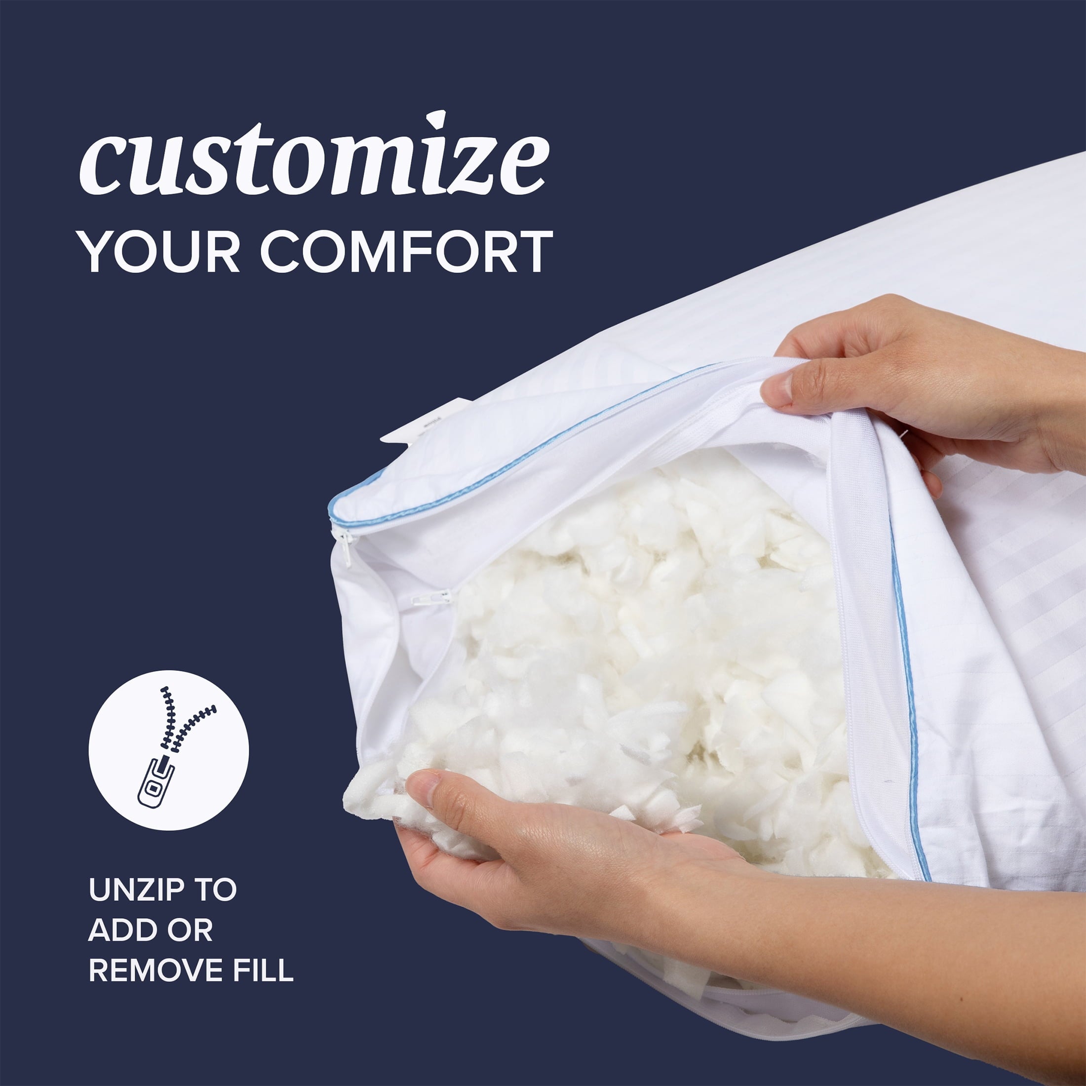 Customizable Memory Foam Queen Pillow 1Pack, Adult