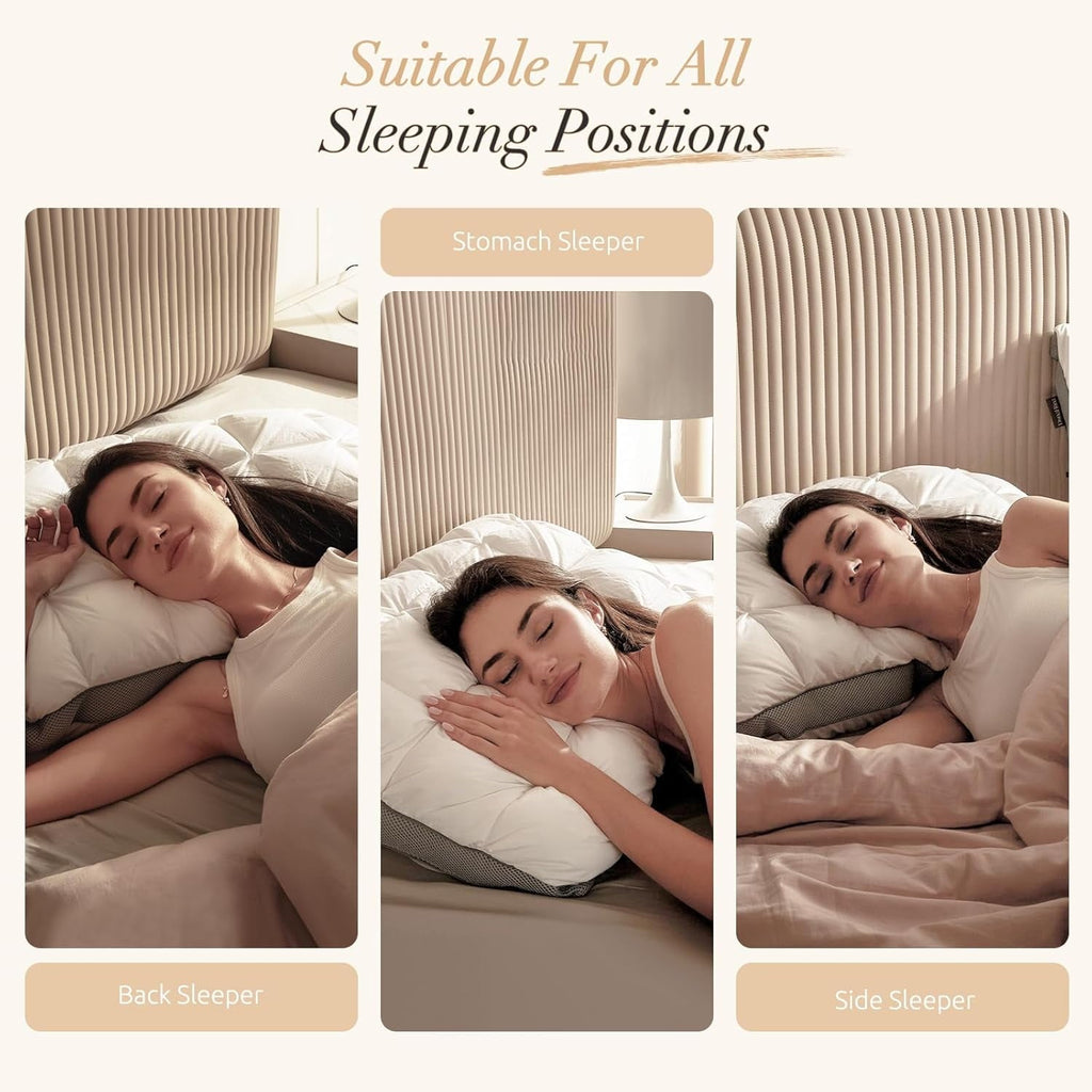 Hotel Cervical Pillow for Sleeping – Ergonomic Contour Neck Support Bed Pillow, Fluffy and Supportive for Side, Back ...