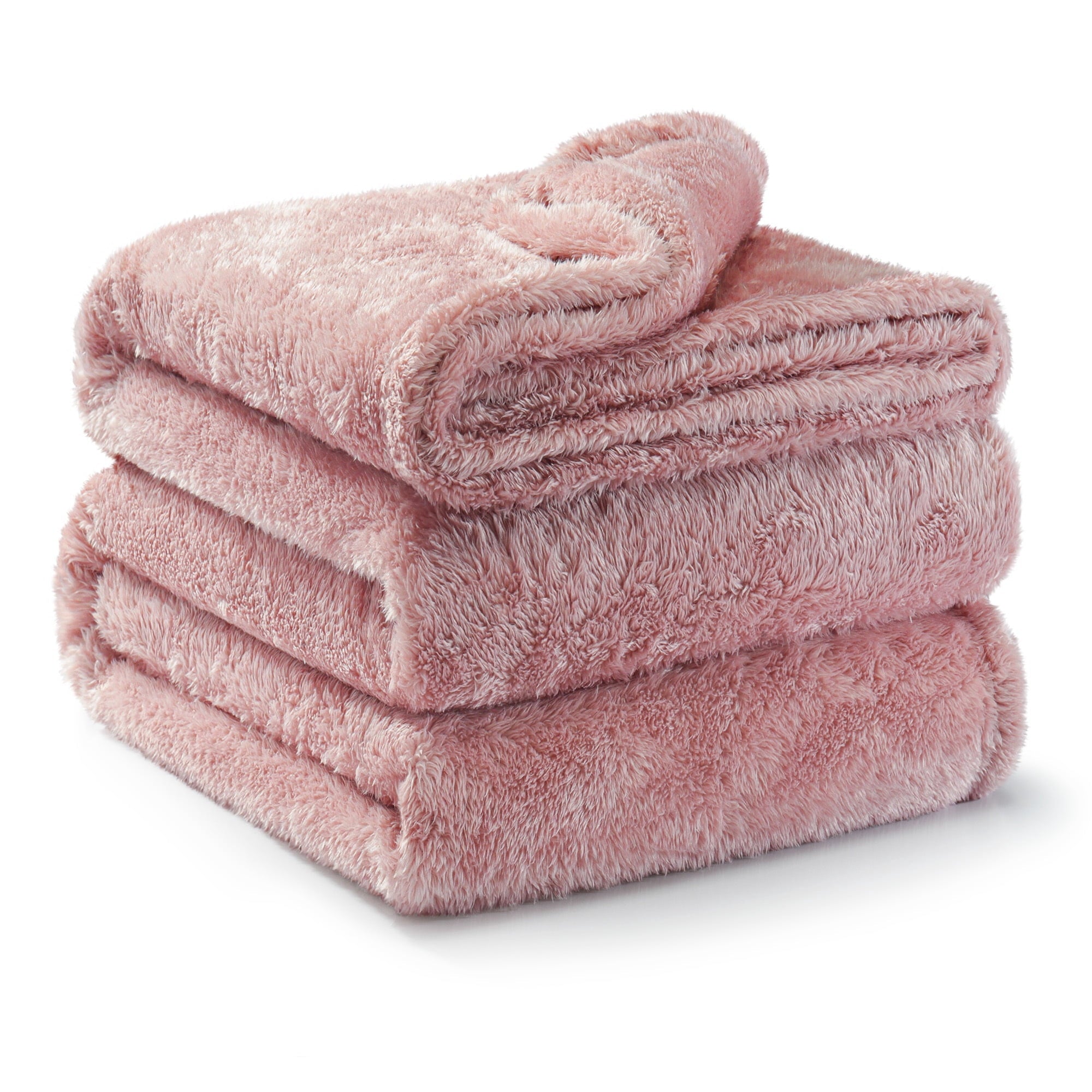 Plush Fuzzy Large Fleece Throw Blanket (50" x 70", Dusty Pink)- Soft, Warm and Lightweight