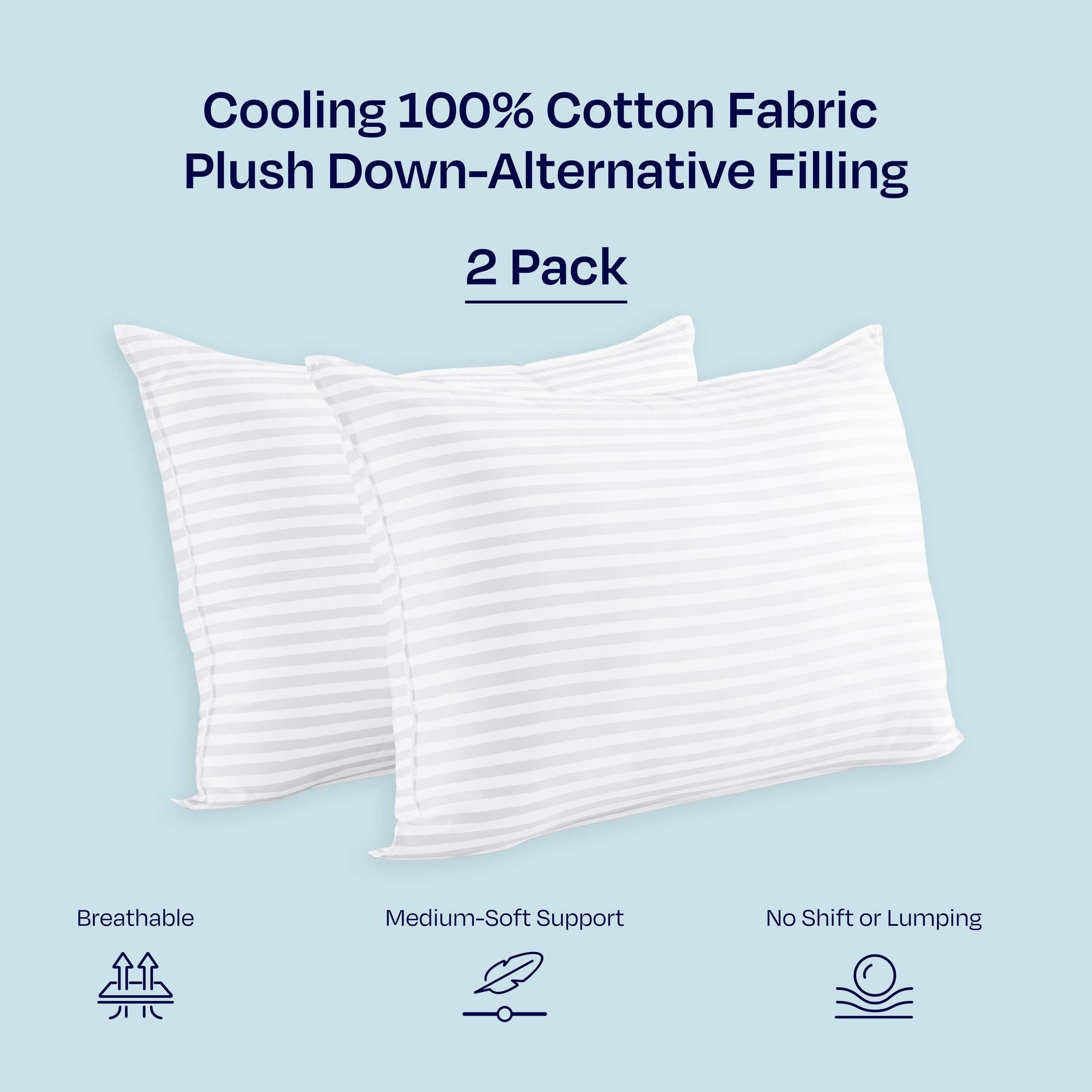 2-Pack Comfort Bed Pillows Standard size set of 2 for Sleeping, Pillows, for Back, Stomach or Side Sleepers, 20 x 26 ...