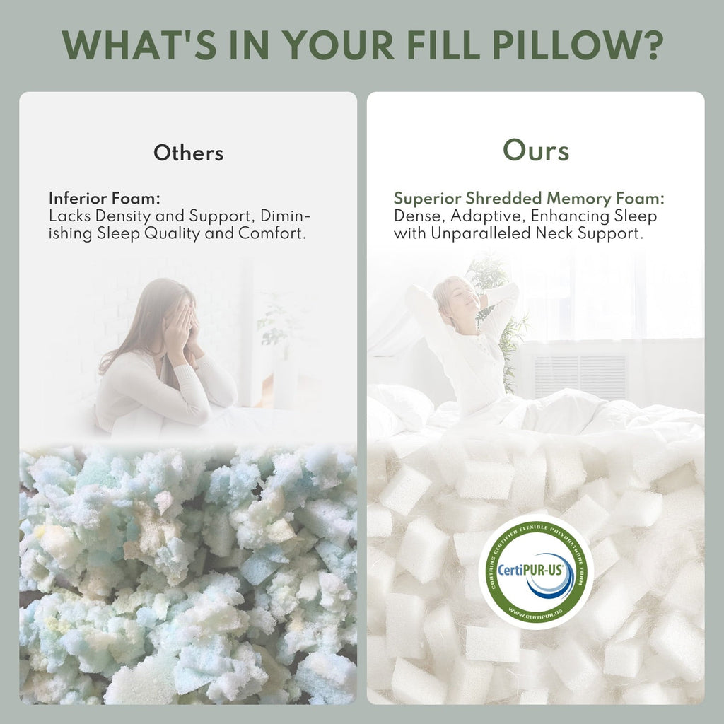 Queen Size Bed Pillows 4-Pack,3.3lb Shredded Memory Foam Filled,Hyper Soft & 3D Breathable Cooling Desigh Cover Fitti...