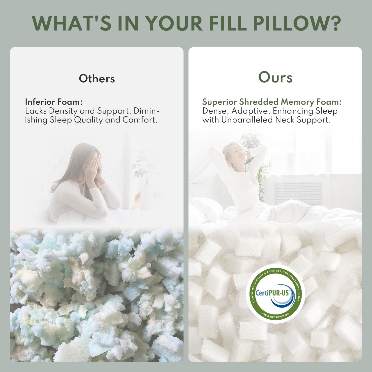 Queen Size Bed Pillows 4-Pack,3.3lb Shredded Memory Foam Filled,Hyper Soft & 3D Breathable Cooling Desigh Cover Fitti...