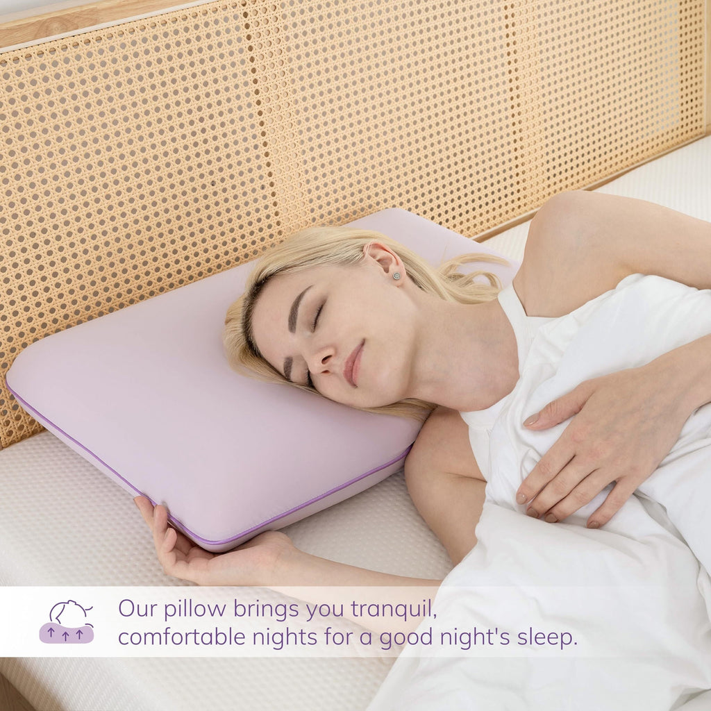 Memory Foam Pillow, Cooling Gel Bed Pillow, Queen, Purple