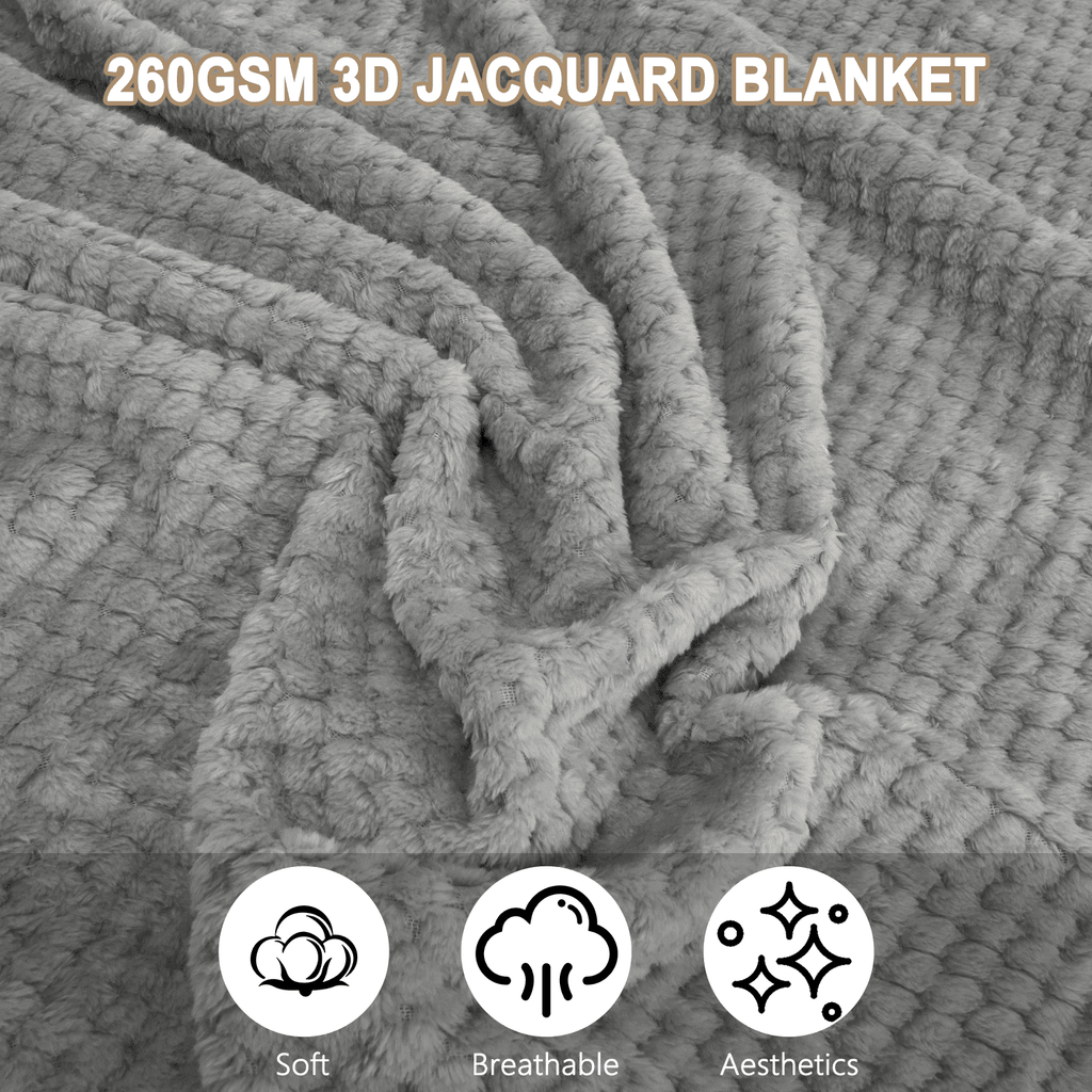 Throw Blanket, Decorative Throws with Waffle Wave Design, Super Soft Plush Fuzzy Blankets , Luxury Lightweight and Br...