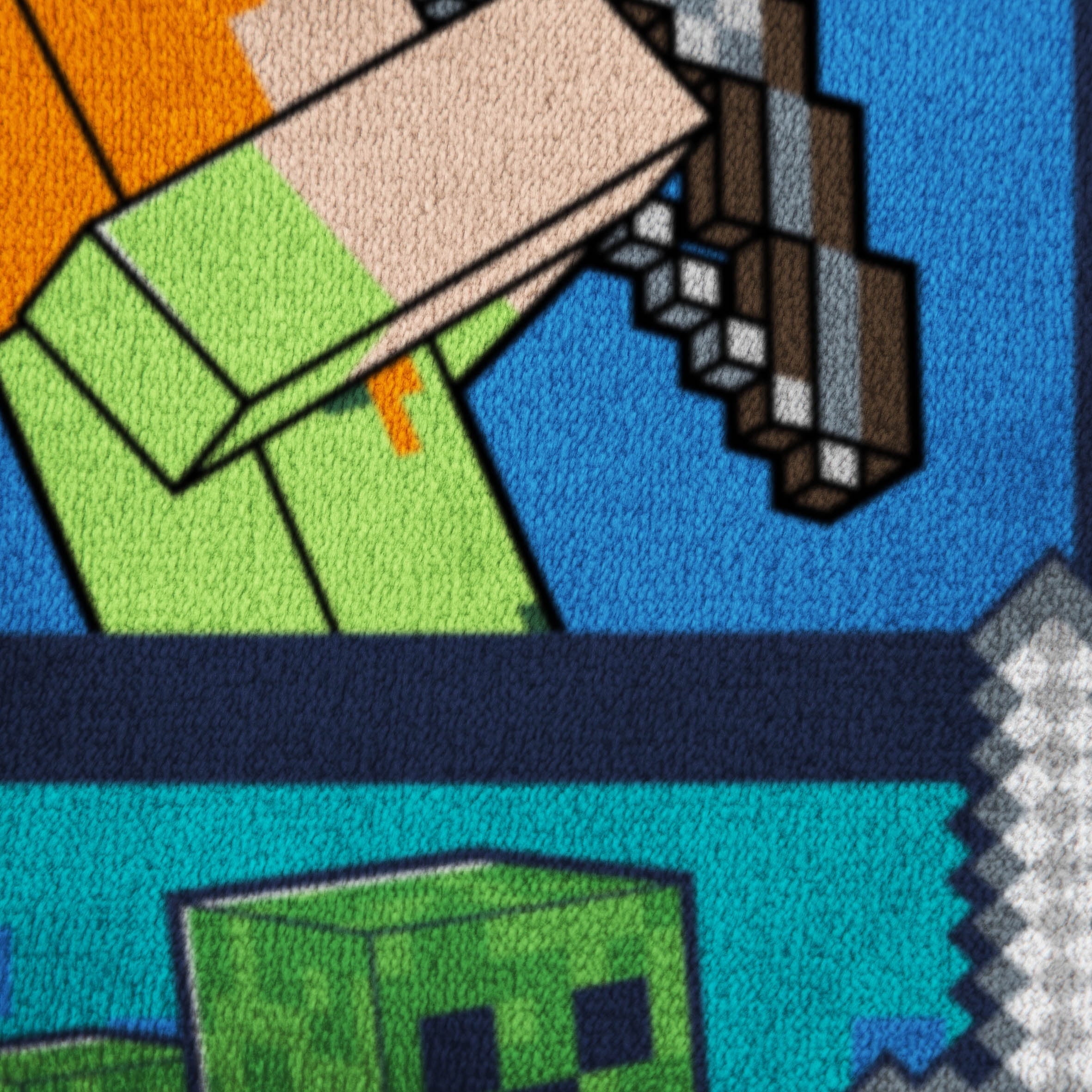 Minecraft Kids Twin/Full Blanket, 62 x 90, Microfiber, Green and Blue