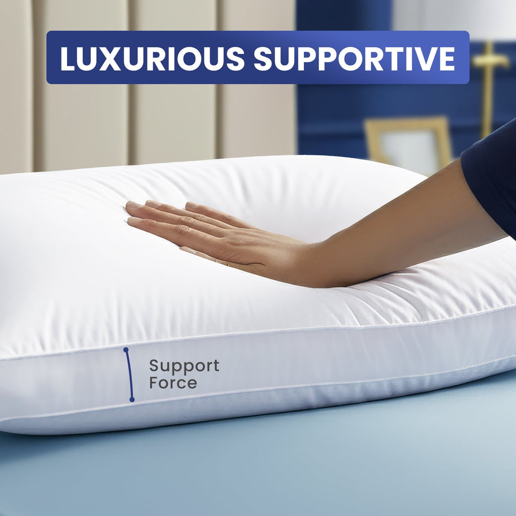 Queen Bed Pillow, 26"L x 18" W, Set of 2, Soft and High-Quality, Gusseted Pillow for All Sleep Positions (White)