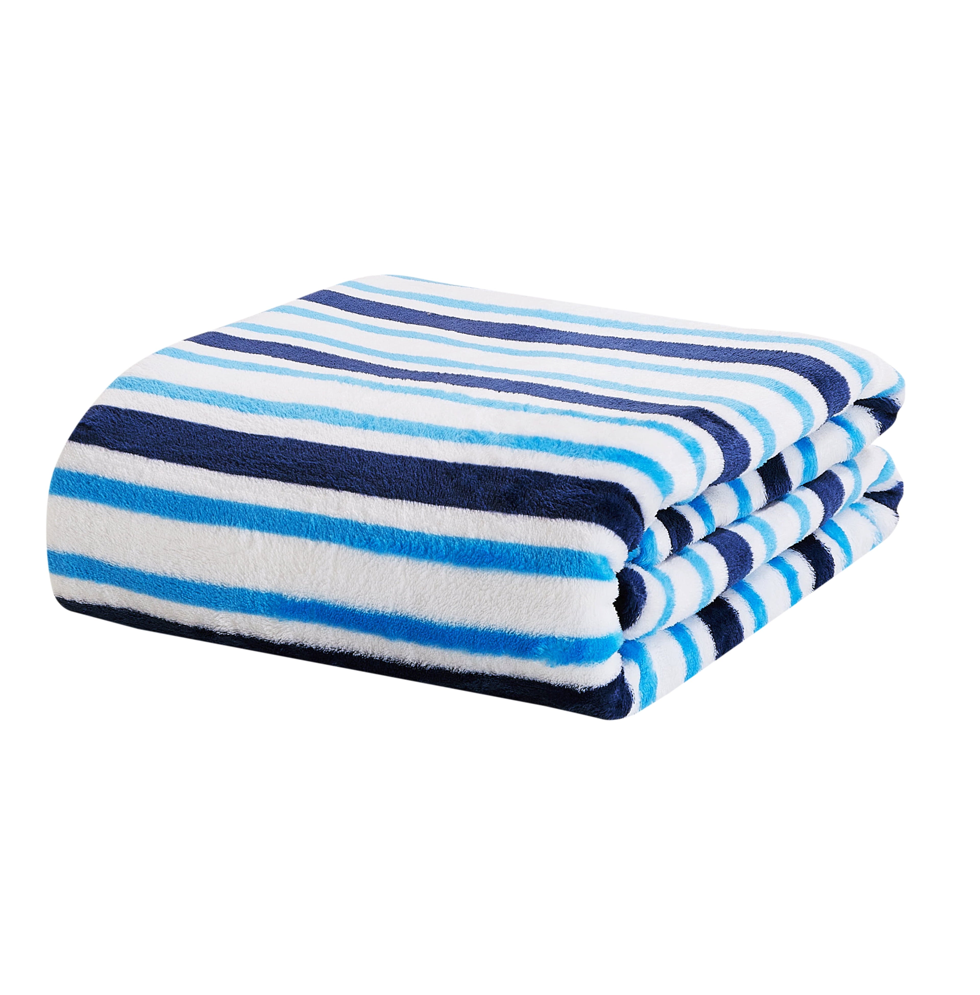 Blue Stripes XL Oversized Throw Blanket, 72 x 50 inches, Great for a Kids Bedroom, Super Soft and Cozy