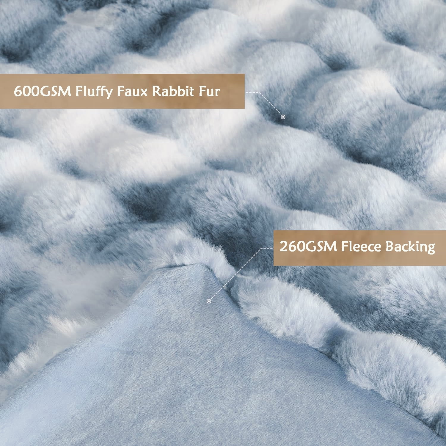 Faux Fur Blanket Fluffy Luxury Throw Blanket Plush Fuzzy Blanket for Couch Bed 50×60 Inches Tie-dyed Blue