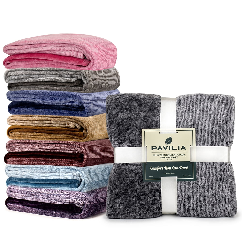 Flannel Fleece Ombre Throw Blanket for Couch | Super Soft Cozy Microfiber Couch Blanket | Gradient Decorative Accent ...