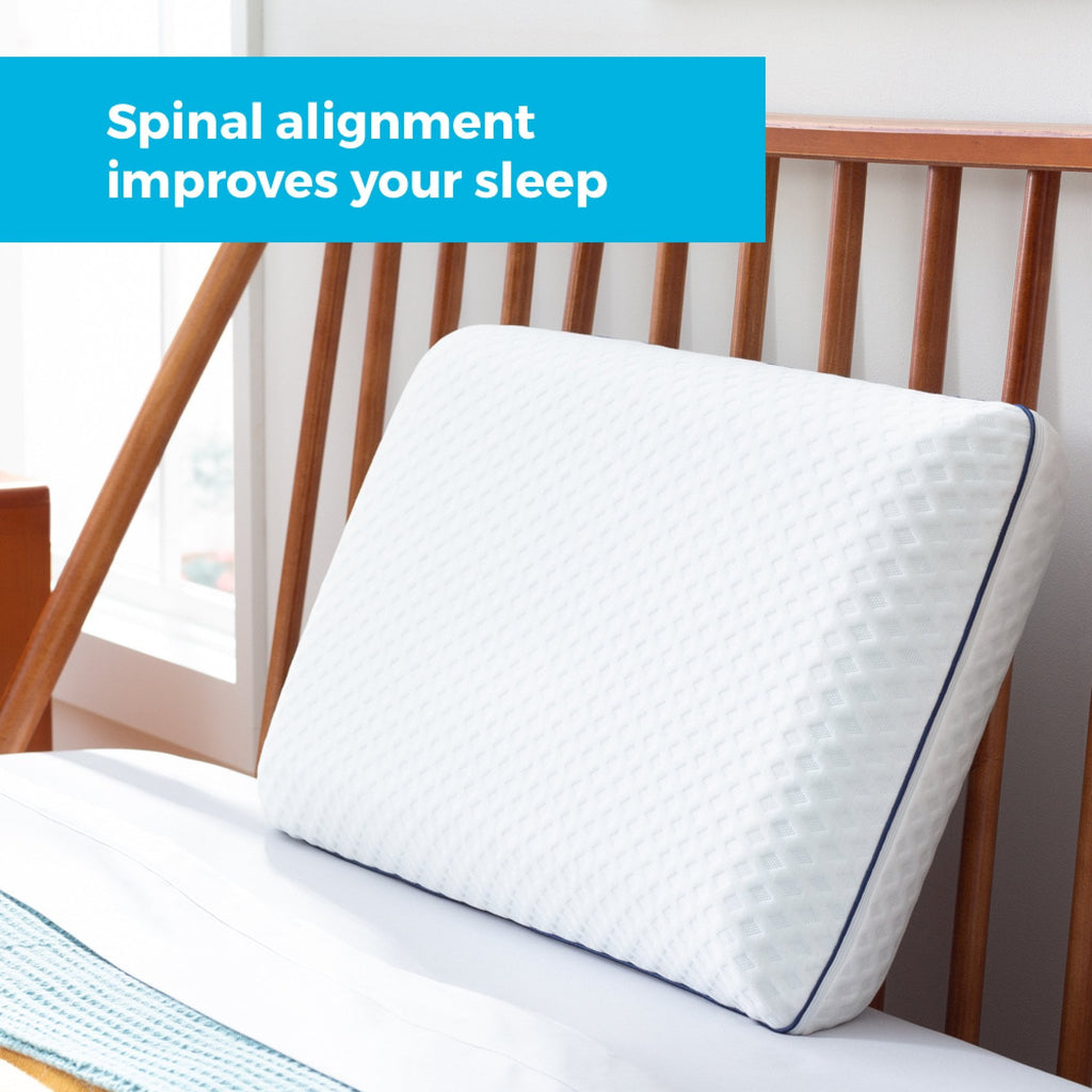 Medium Feel Standard Size Ventilated Gel Memory Foam Bed Pillow with Washable Cover and Temperature Regulating Infusion