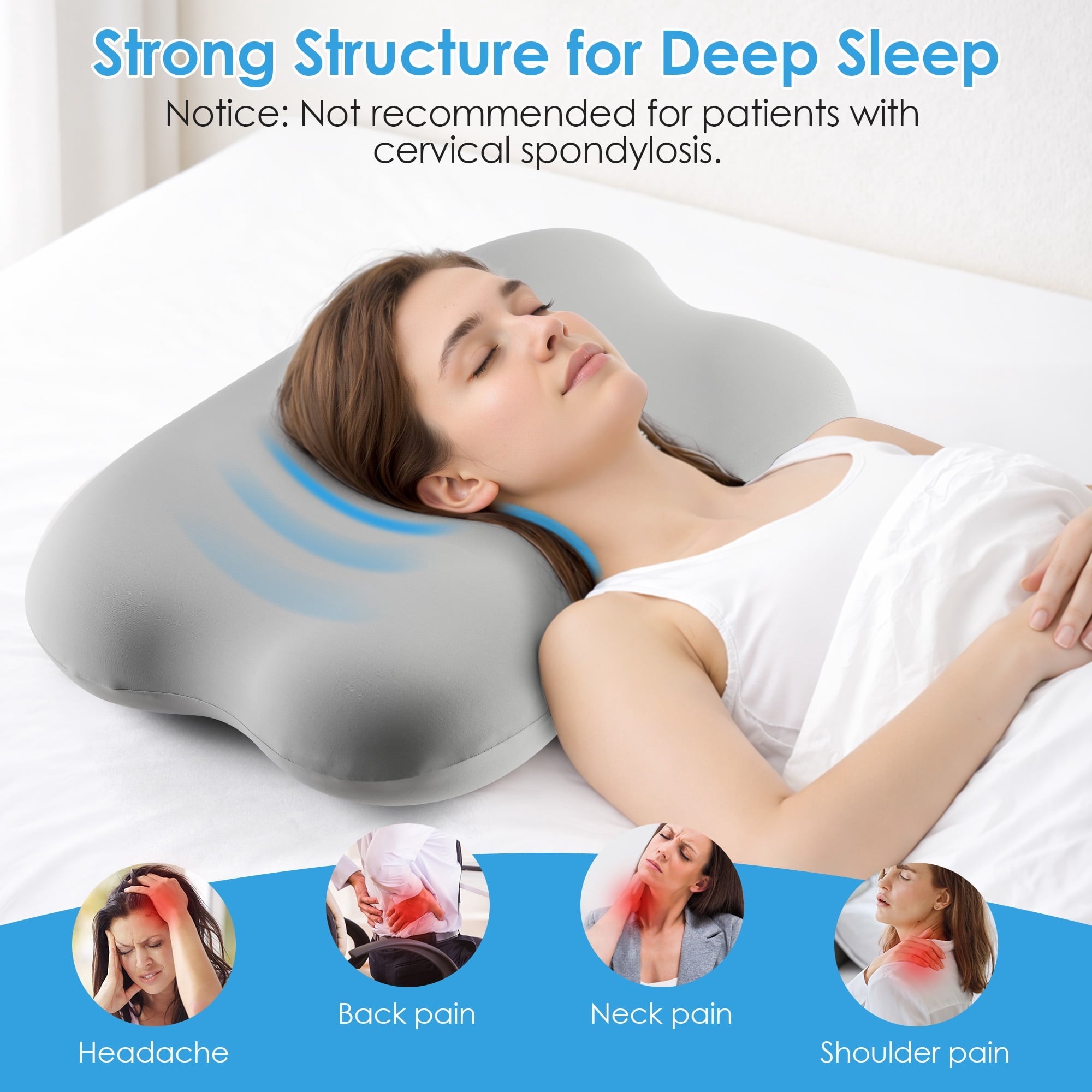 Cervical Pillow Orthopedic Cervical Pillow for Neck Pain Relief, Memory Foam Bed Pillow with Pillowcase, Contour Bed ...
