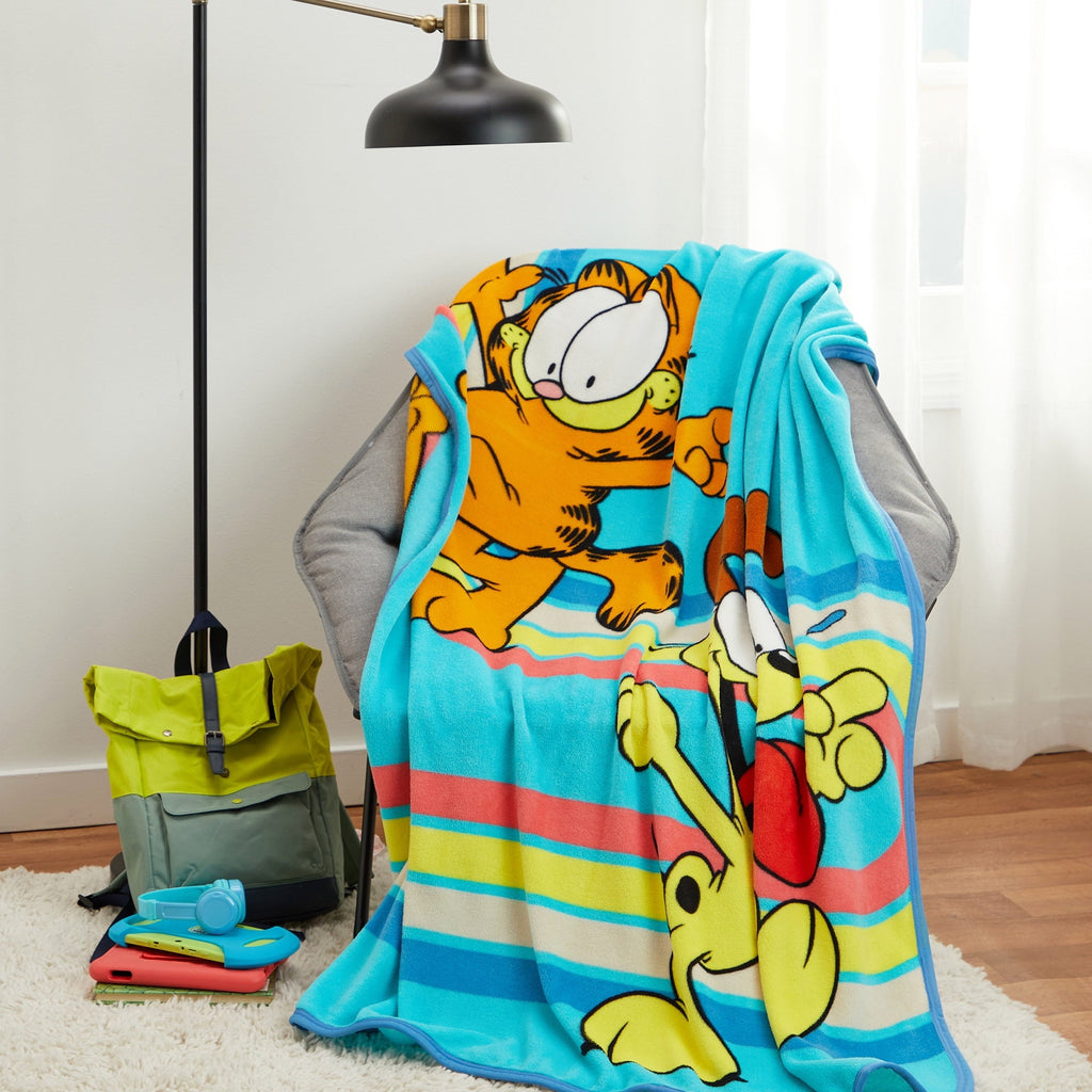 Kids Blue Print Fleece Throw Blanket, 46 x 60