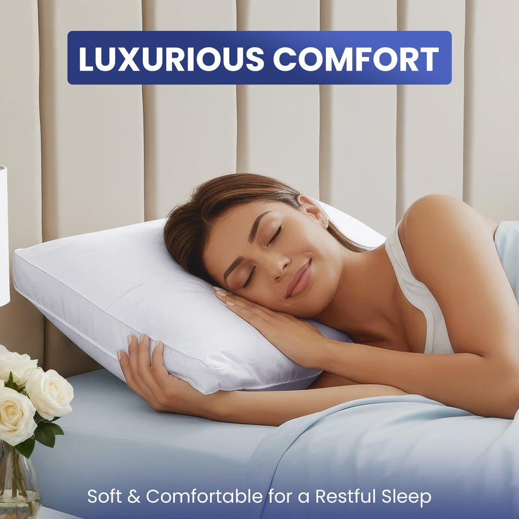 Queen Bed Pillow, 26"L x 18" W, Set of 2, Soft and High-Quality, Gusseted Pillow for All Sleep Positions (White)