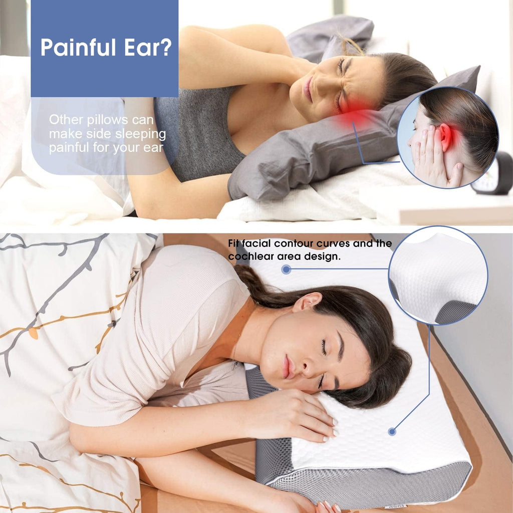 Cervical Neck Pillow for Neck Pain Relief, Ergonomic Memory Foam Pillow Bed Pillows for Body Side Back Stomach Sleepi...