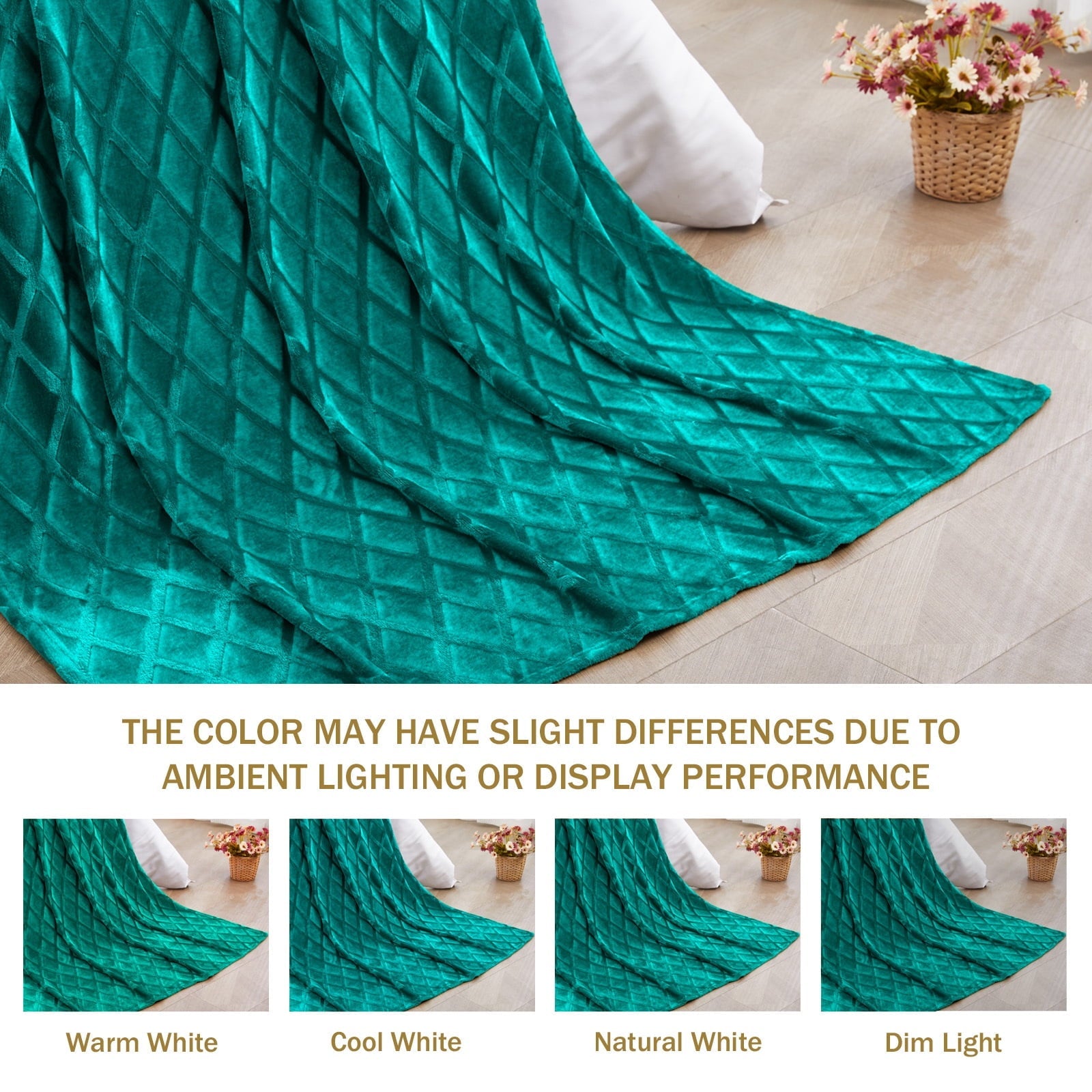 Large Soft Throw Blanket for Couch, 50x70 Inches Diamond Geometry Pattern Velvet Fleece Blanket, Cozy, Warm and Light...