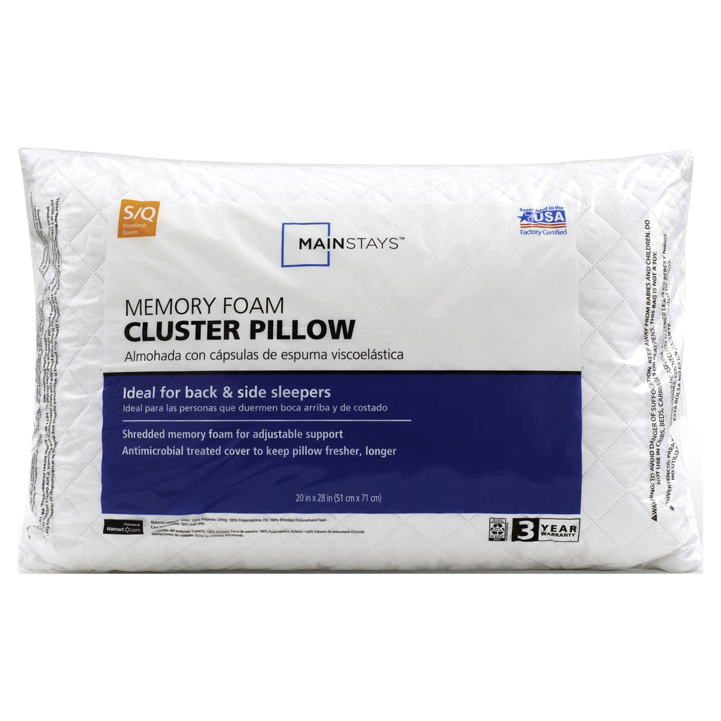 Memory Foam Cluster Bed Pillow, Standard/Queen, 2 Pack