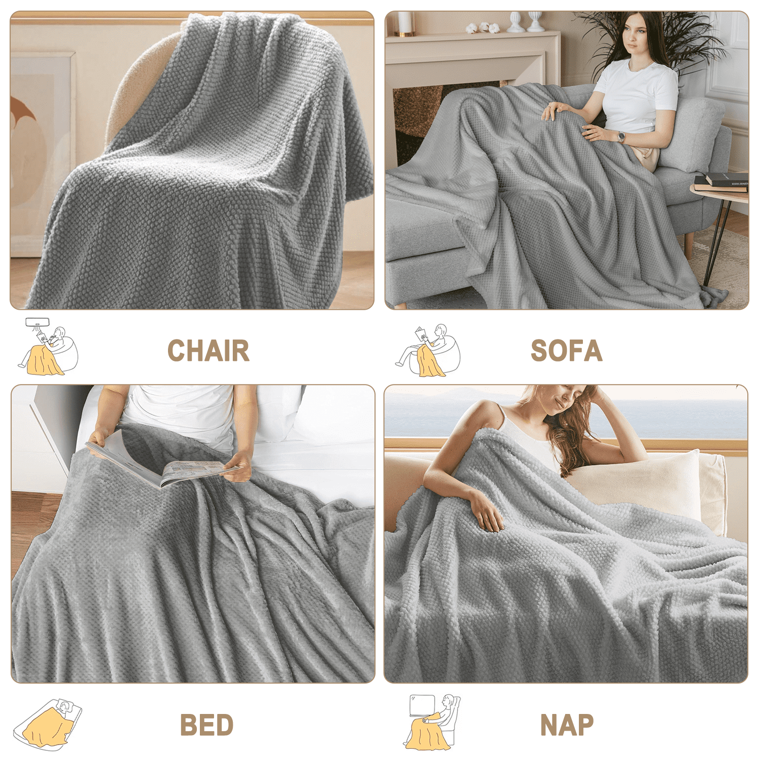 Soft Jacquard for Couch, Waffle Weave Fuzzy s for Home Decor, Lightweight and Warm Bed s for Bed Sofa Office Travel