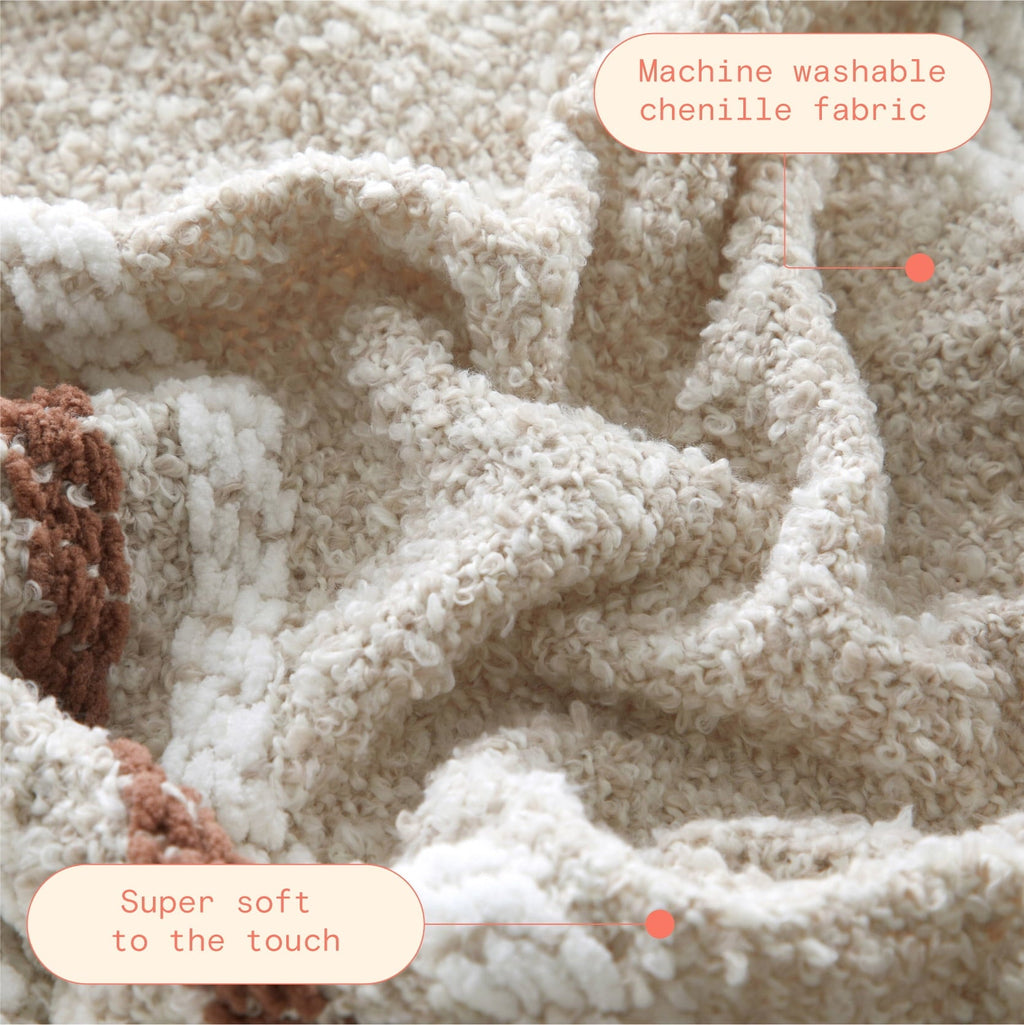 60" x 50" Cozy Striped Porcini Chenille Throw