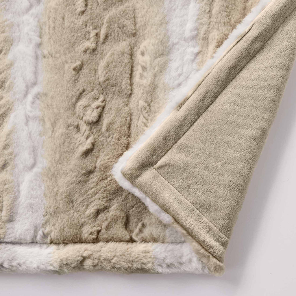 Almond Biscuit Ombre Faux Fur Throw, 50"x72"