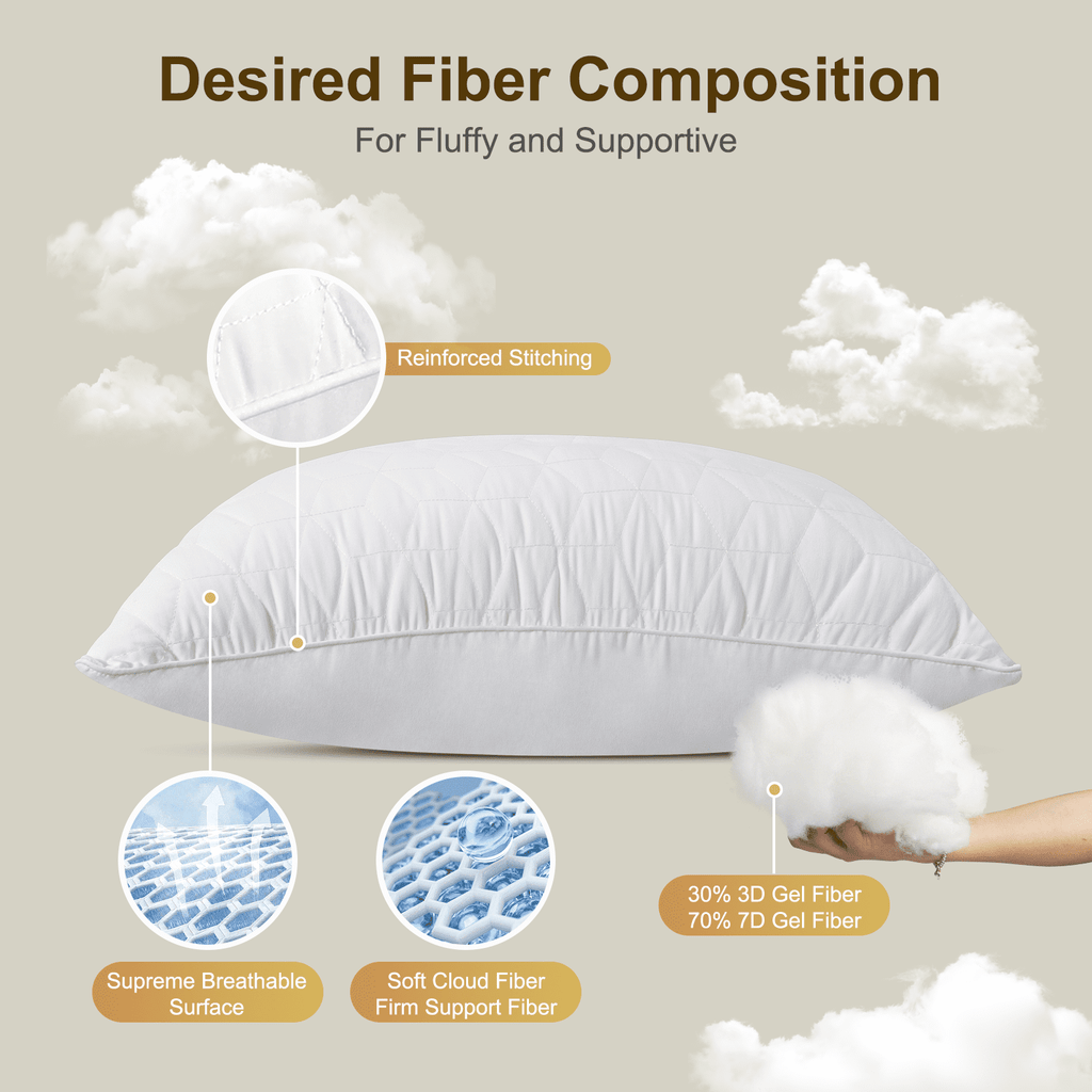 Bed Pillows Queen Size Set of 2, Hotel Gusseted Pillows for Sleeping, Alternative to Down Pillows, Soft Supportive & ...