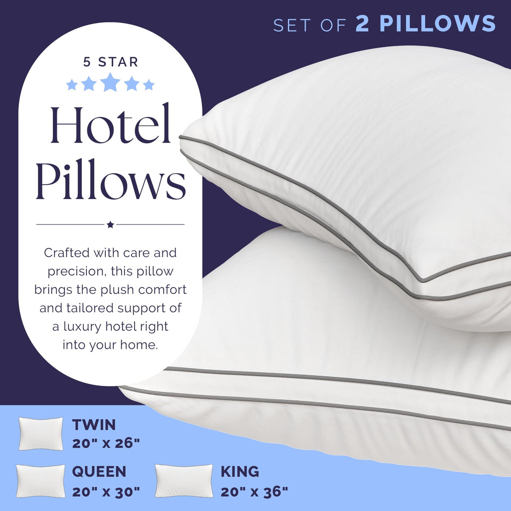 Bed Pillows Queen Size Set of 2 - Luxury Down Alternative Pillow - 5 Star Hotel Pillows for Back, Side and Stomach Sl...
