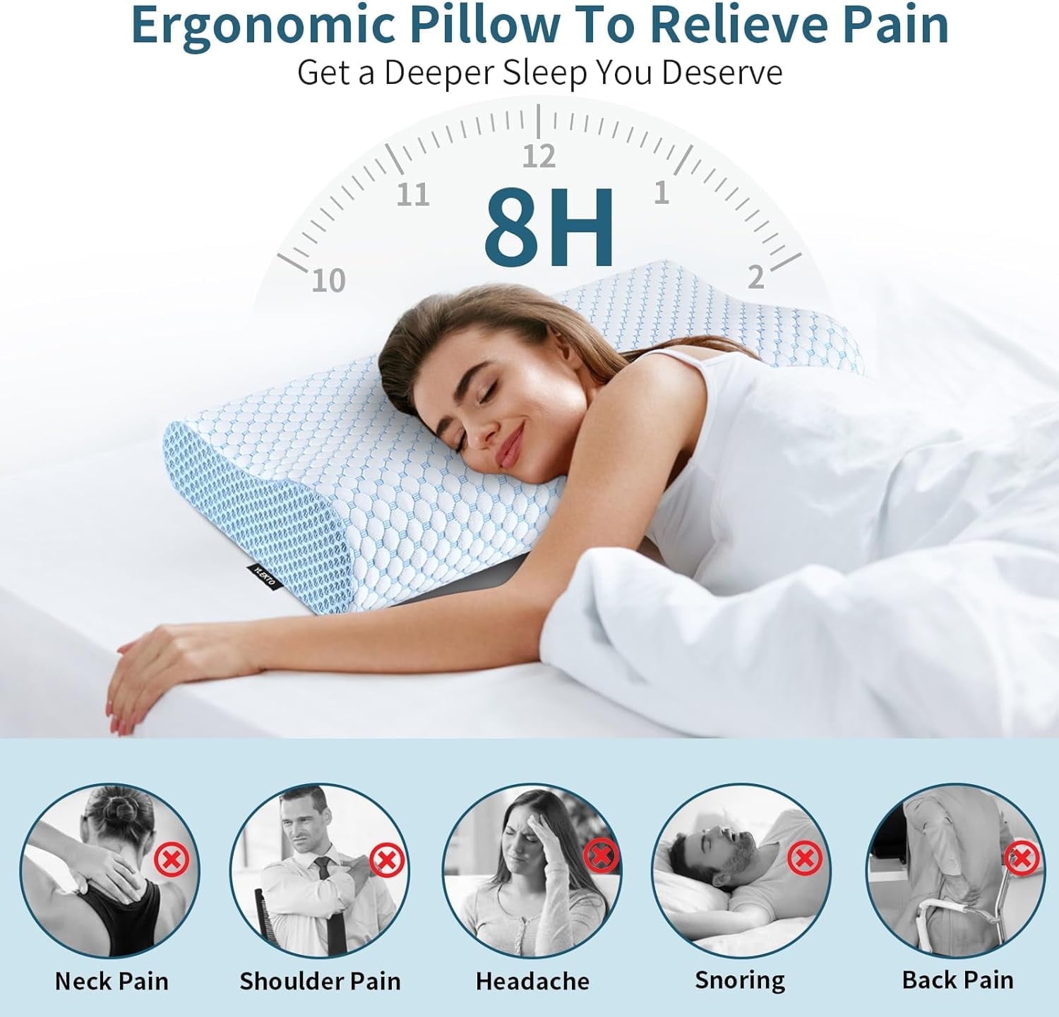 for Neck Pain Relief, Contour Memory Foam s for Sleeping, Odorless Ergonomic Adjustable Orthopedic Cooling Bed Neck S...